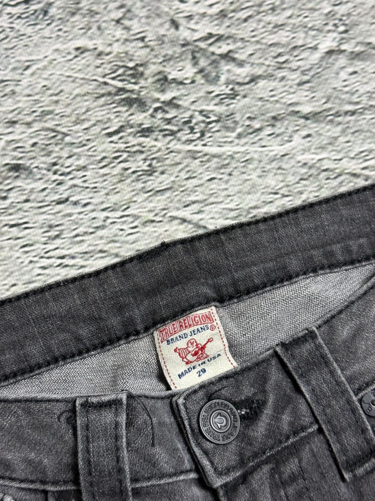 True Religion True Religion jeans grey black thick stitching Joey flared Size 29" - 6 Thumbnail
