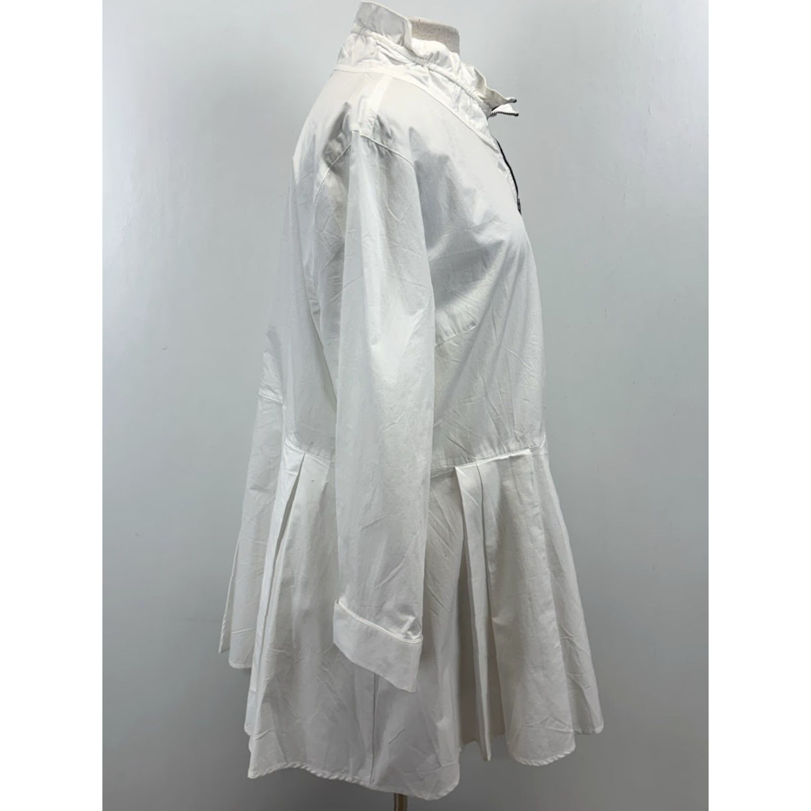 Vintage John Mark Crisp White Shirt Jacket XL Full Zip Mid Length Wire Collar Pleated Size XL / US 12-14 / IT 48-50 - 4 Thumbnail
