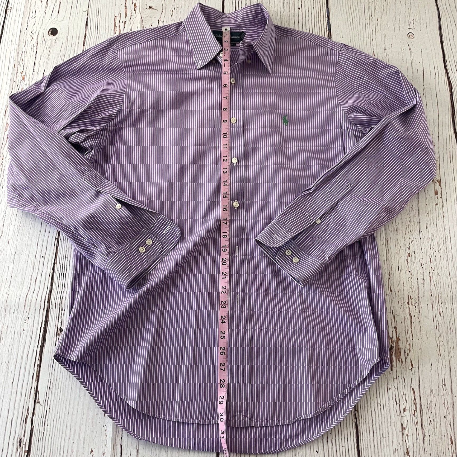 Polo Ralph Lauren Polo Ralph Lauren Dress Shirt Striped Long Sleeve Mens 16 34/35 Purple Size US L / EU 52-54 / 3 - 4 Thumbnail