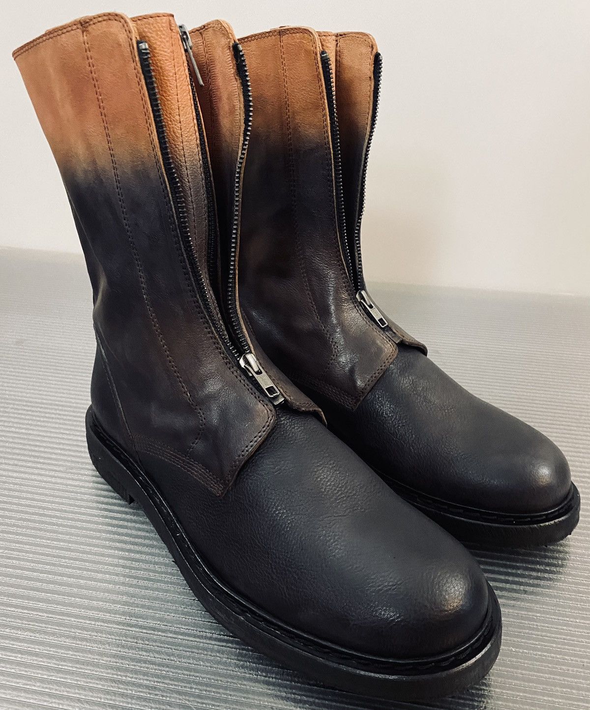Ann Demeulemeester Ann Demeulemeester 🇮🇹 cognac/blk degrade dayzero boots 11 NEW Size US 11 / EU 44 - 1 Thumbnail