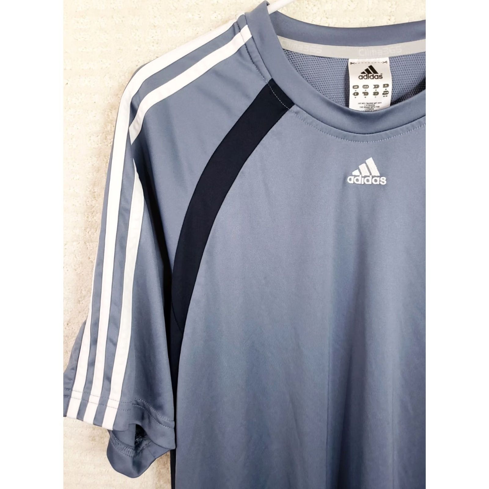 Adidas Adidas Men's M Blue Black SS 3 Stripe Tennis Golf Shirt Sports Workout Crewneck T-Shirt Athletic Plasma (Note: Pls ignore) Size US M / EU 48-50 / 2 - 4 Thumbnail