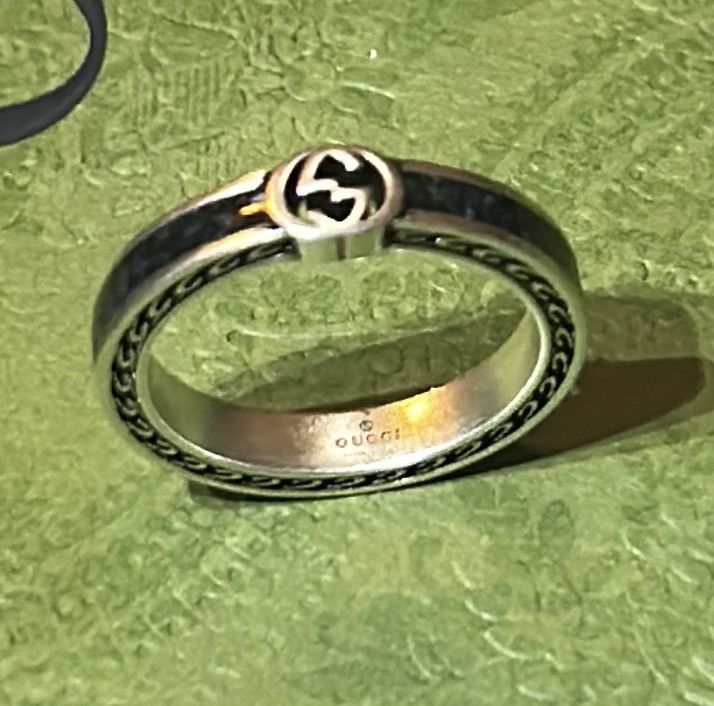 Gucci Gucci Interlocking G Enamel Thin Ring Black Ag925 Size ONE SIZE - 5 Thumbnail