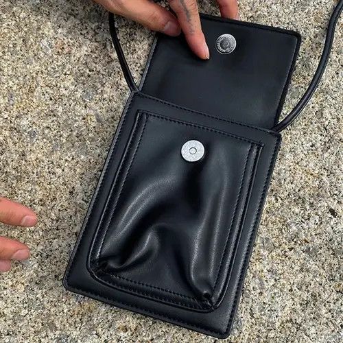 image of Men Small Casual Crossbody Bag Pu Leather in Black