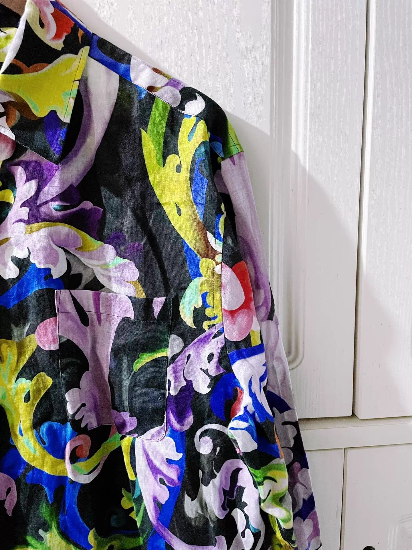 Versace Versace Runway Baroque Print Linen Long Sleeve Shirt XL Size US L / EU 52-54 / 3 - 4 Thumbnail