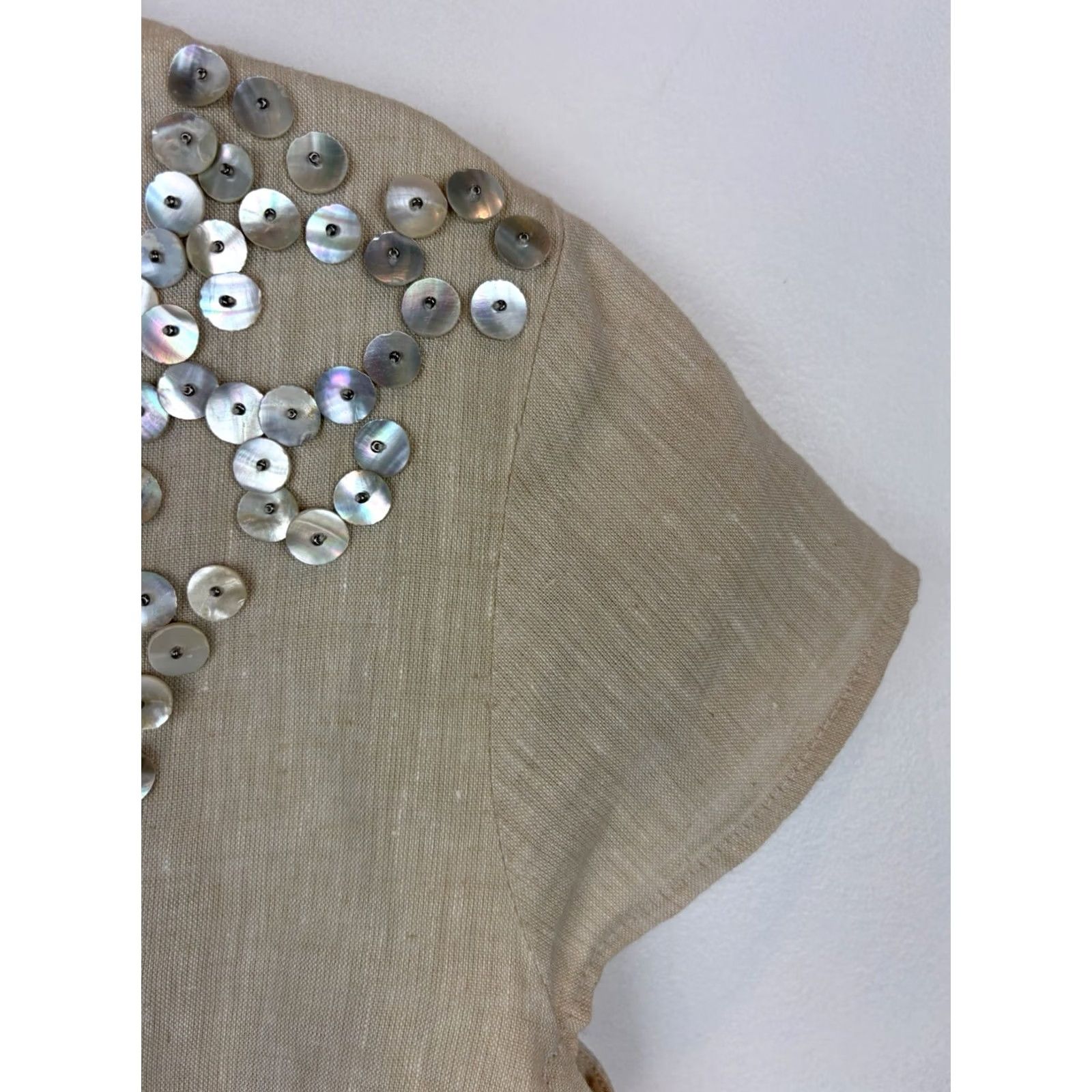 Vineyard Vines Vineyard Vines Shift Dress Womens 4 Beige Linen Blend Lined Button Embellishment Size S / US 4 / IT 40 - 5 Thumbnail