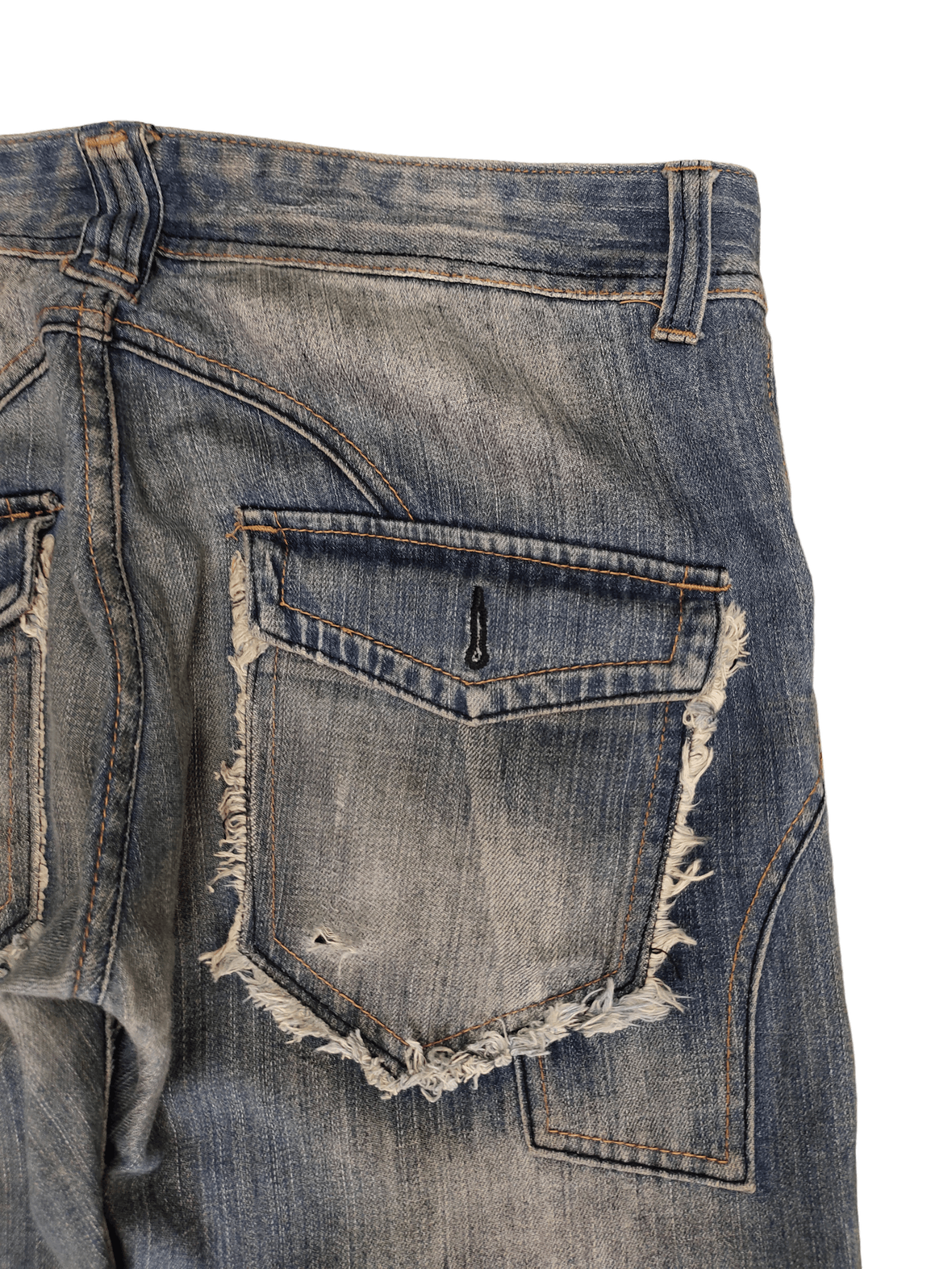 Japanese Brand Root Three Distress Faded Denim Jeans Undercover Style Y2k Size US 35 - 12 Thumbnail