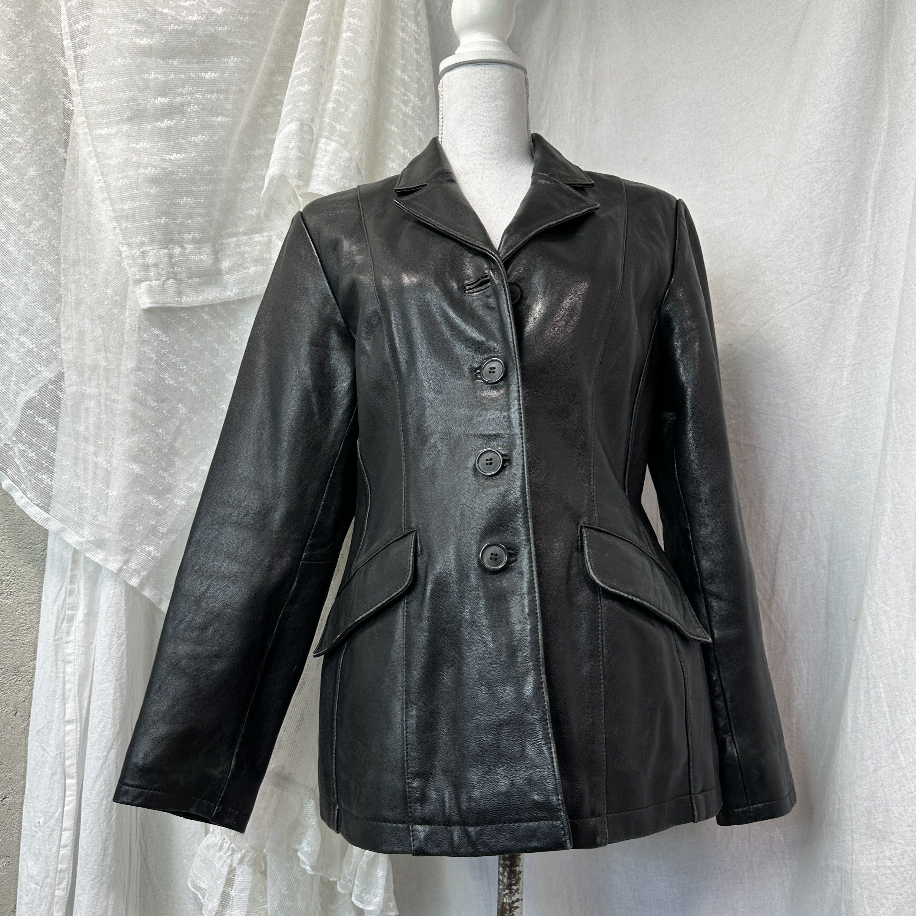 Vintage Vintage Leather Biker Grunge Button Up Coat 90s Size M / US 6-8 / IT 42-44 - 4 Thumbnail