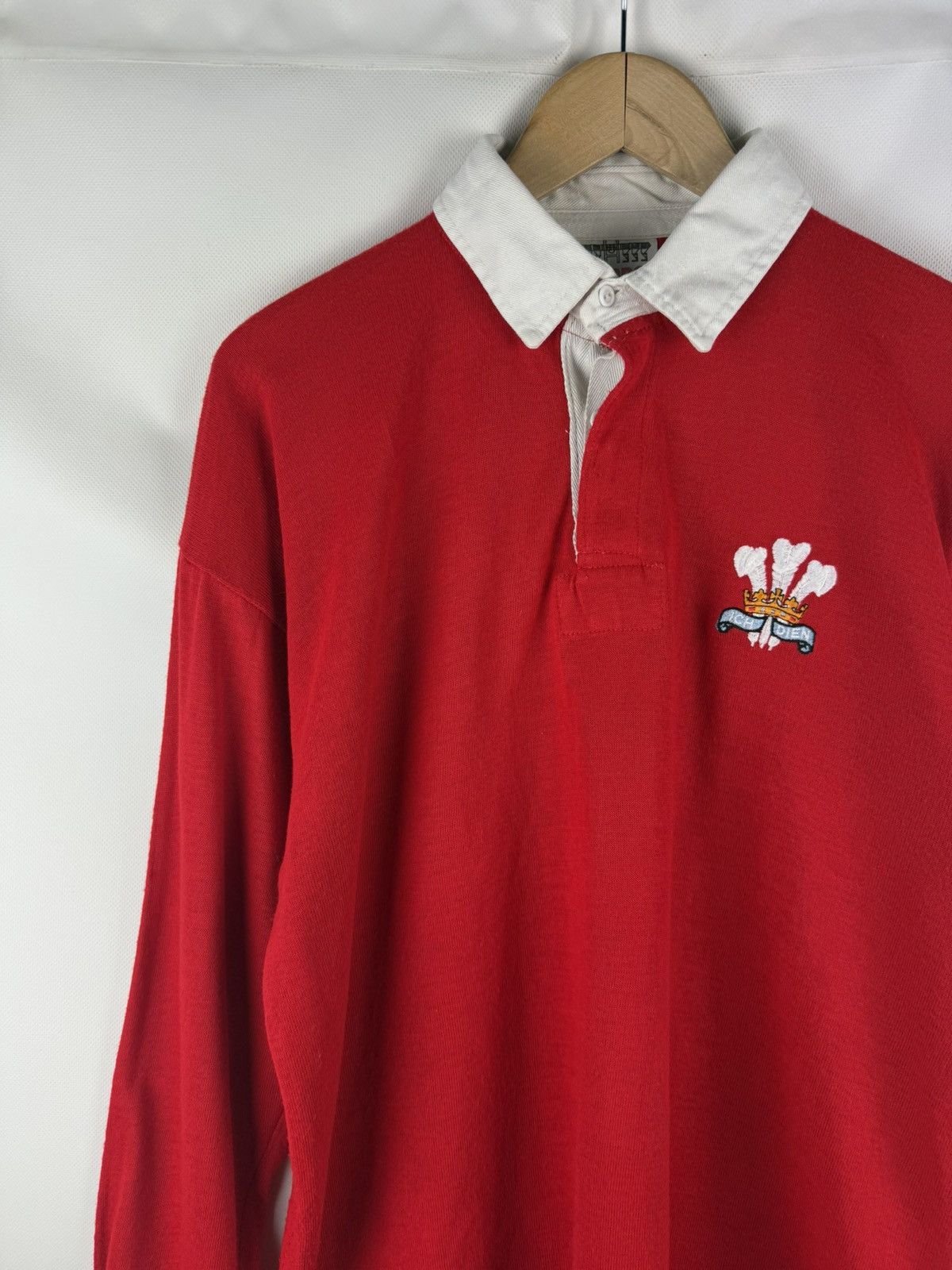 Vintage Vintage 80s Halbro Wales Rugby Union Ich Dien Jersey Shirt Size US L / EU 52-54 / 3 - 4 Thumbnail