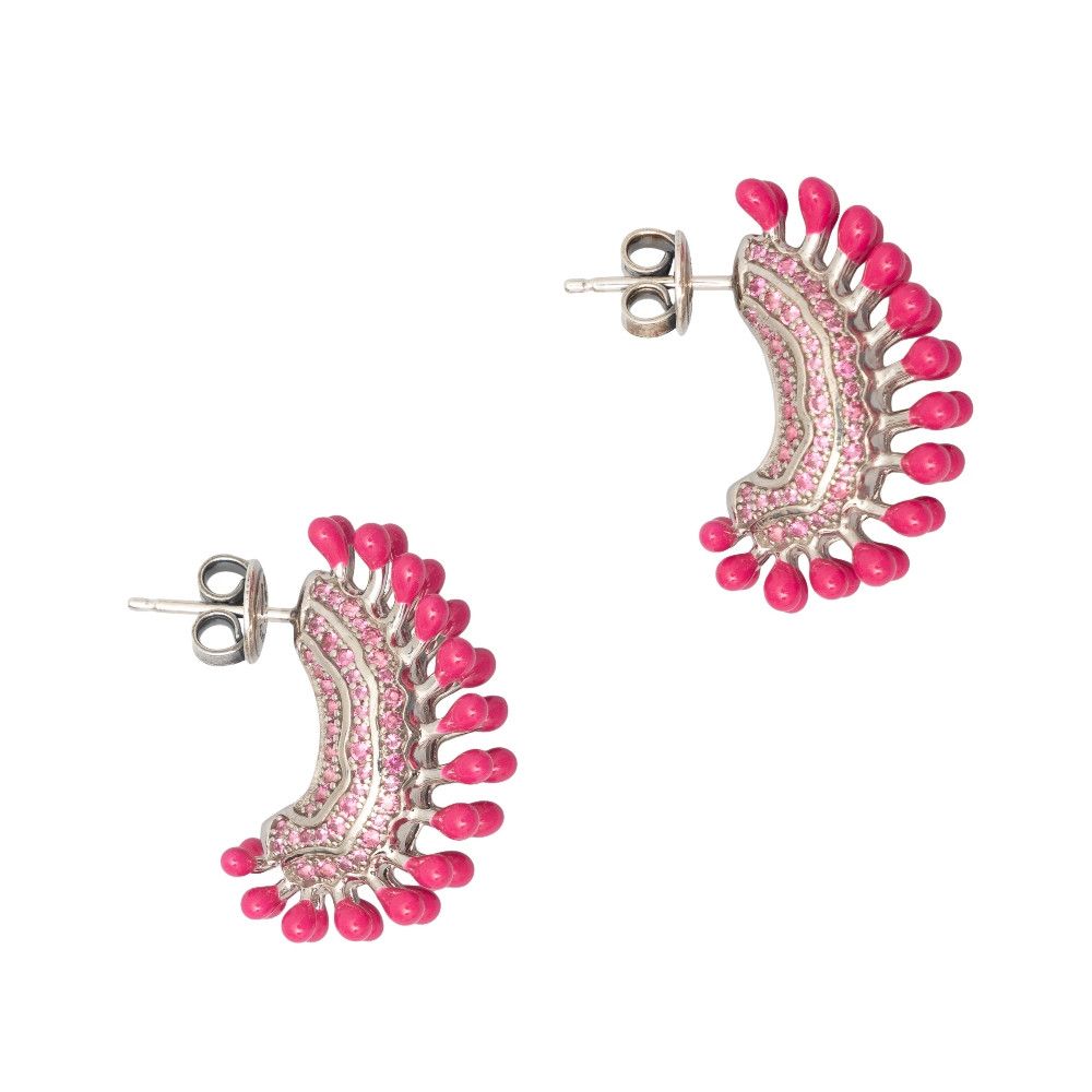 Bottega Veneta BOTTEGA VENETA Trap pink Sterling silver hoop earrings q Size ONE SIZE - 1 Thumbnail
