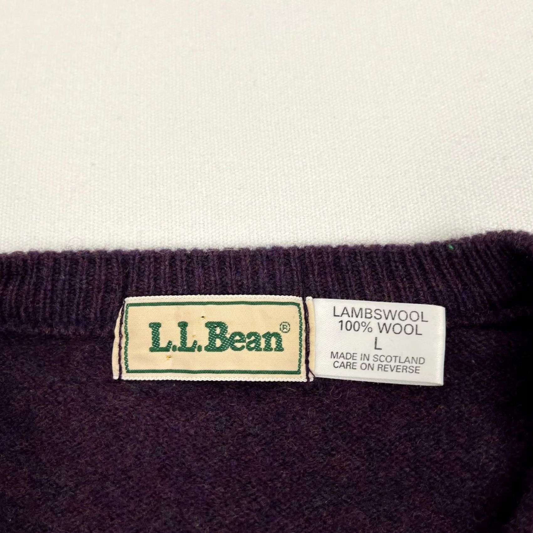 Vintage VINTAGE 90s LL Bean Lambswool Sweater Mens L Purple Knit V-Neck Jumper Scotland Prep Pullover Size US L / EU 52-54 / 3 - 2 Thumbnail