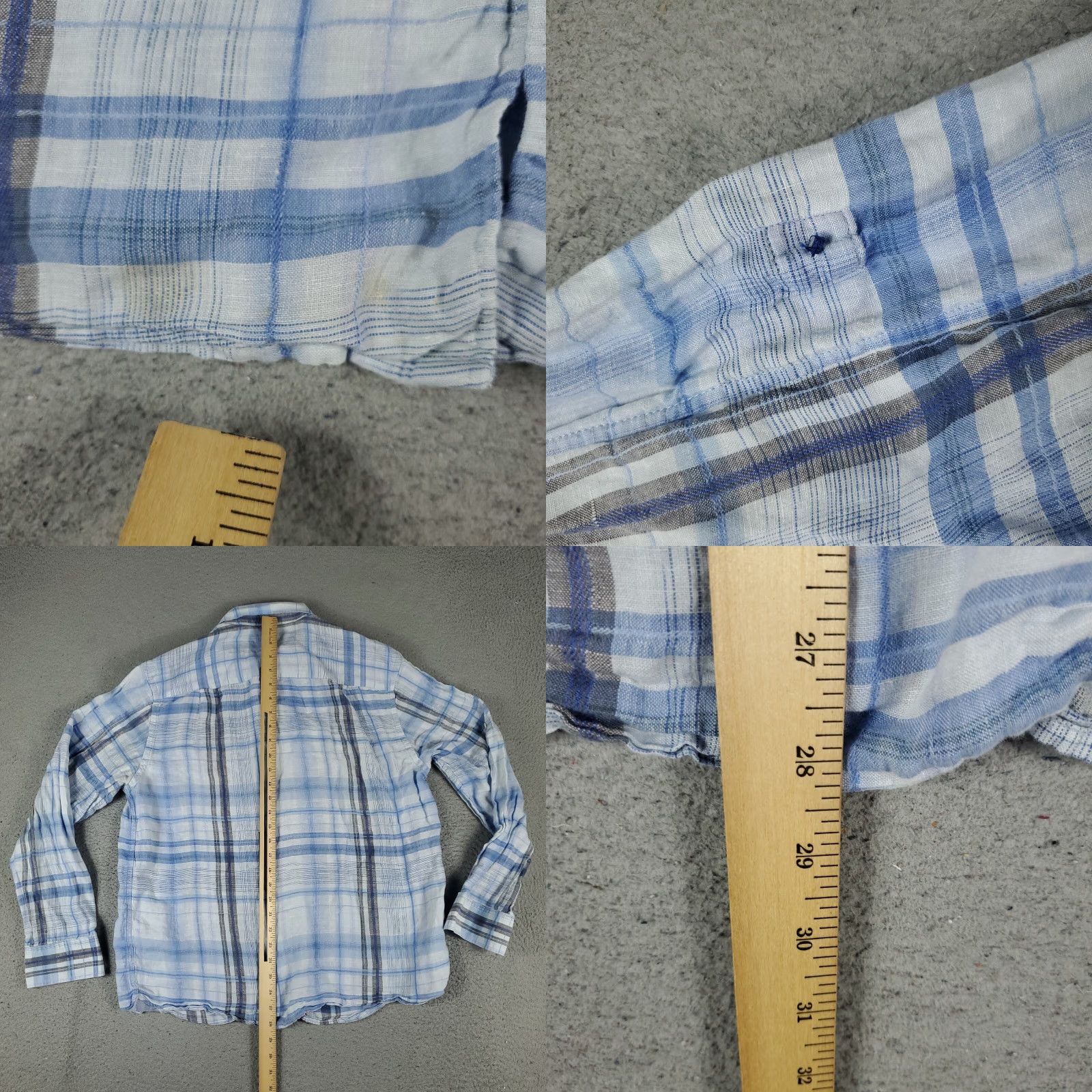 Tommy Bahama Tommy Bahama Shirt Mens Large Blue Plaid Linen Button-Up Long Sleeve - Regular Fit, Collared, Classic Beach Style Size US L / EU 52-54 / 3 - 8 Thumbnail