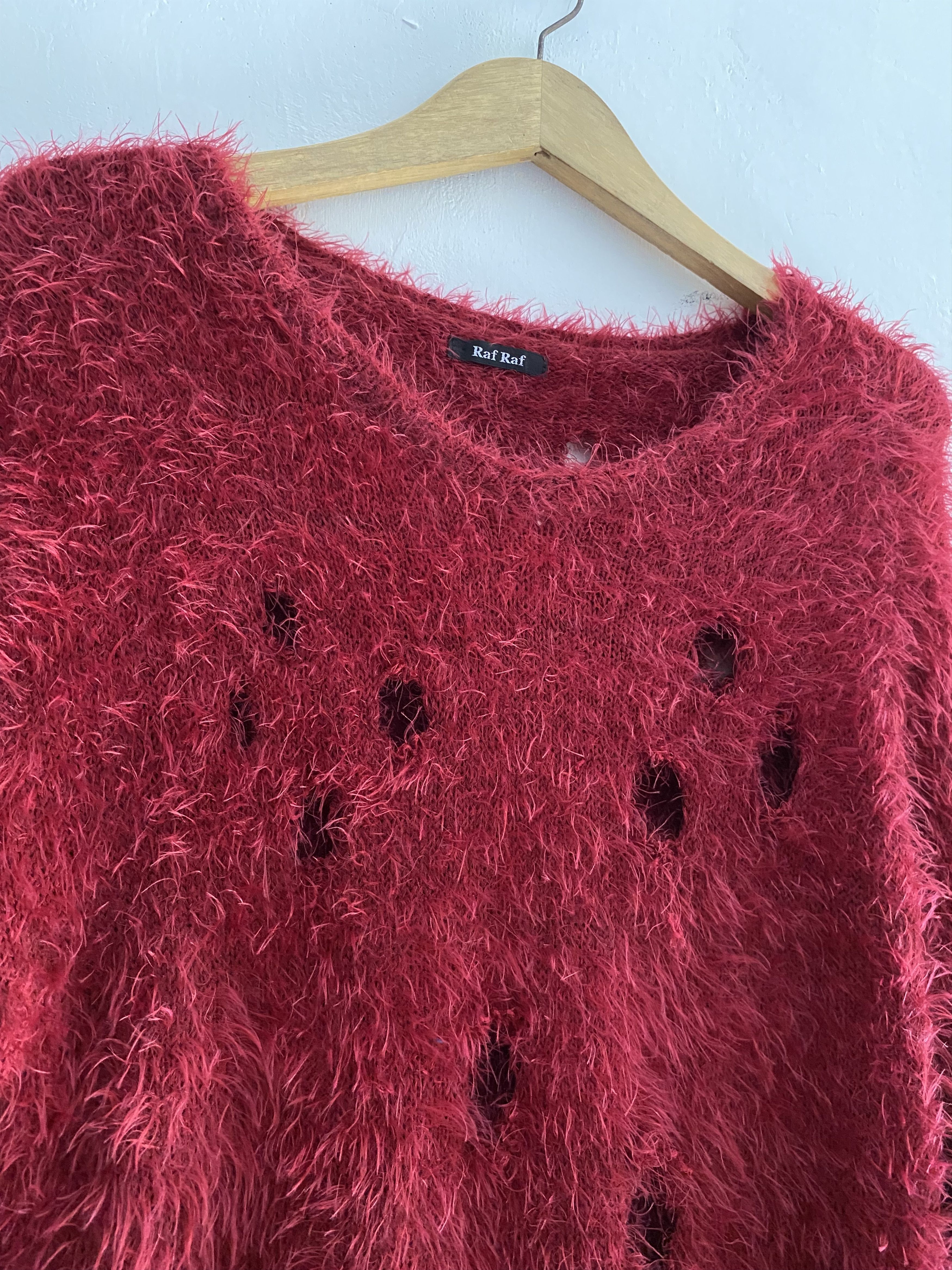 Hysteric Glamour × Japanese Brand Rafraf raf simons style destroyed fuzzy knit sweatshirts Size US L / EU 52-54 / 3 - 7 Thumbnail