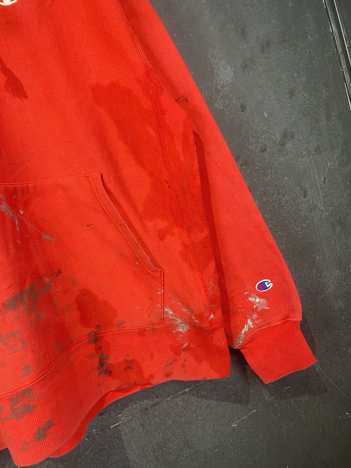 Champion × Vintage y2k Reverse Weave Distressed Painted Pullover Size US L / EU 52-54 / 3 - 4 Thumbnail