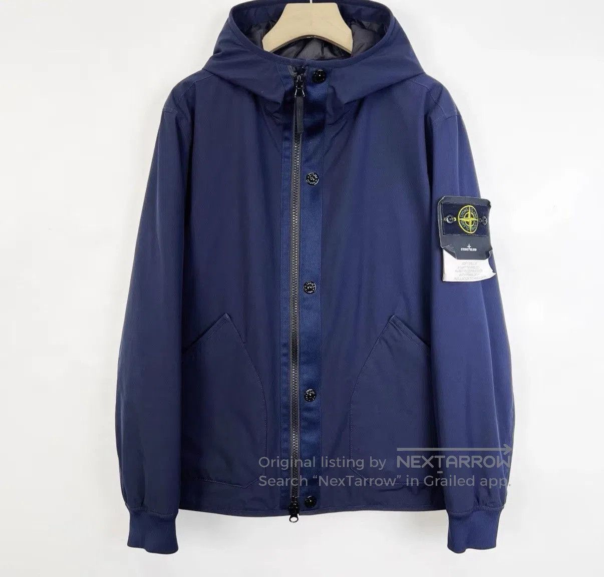 Stone Island Blue Hooded Zip-Up Jacket with Button Accents. Size US L / EU 52-54 / 3 - 1 Thumbnail