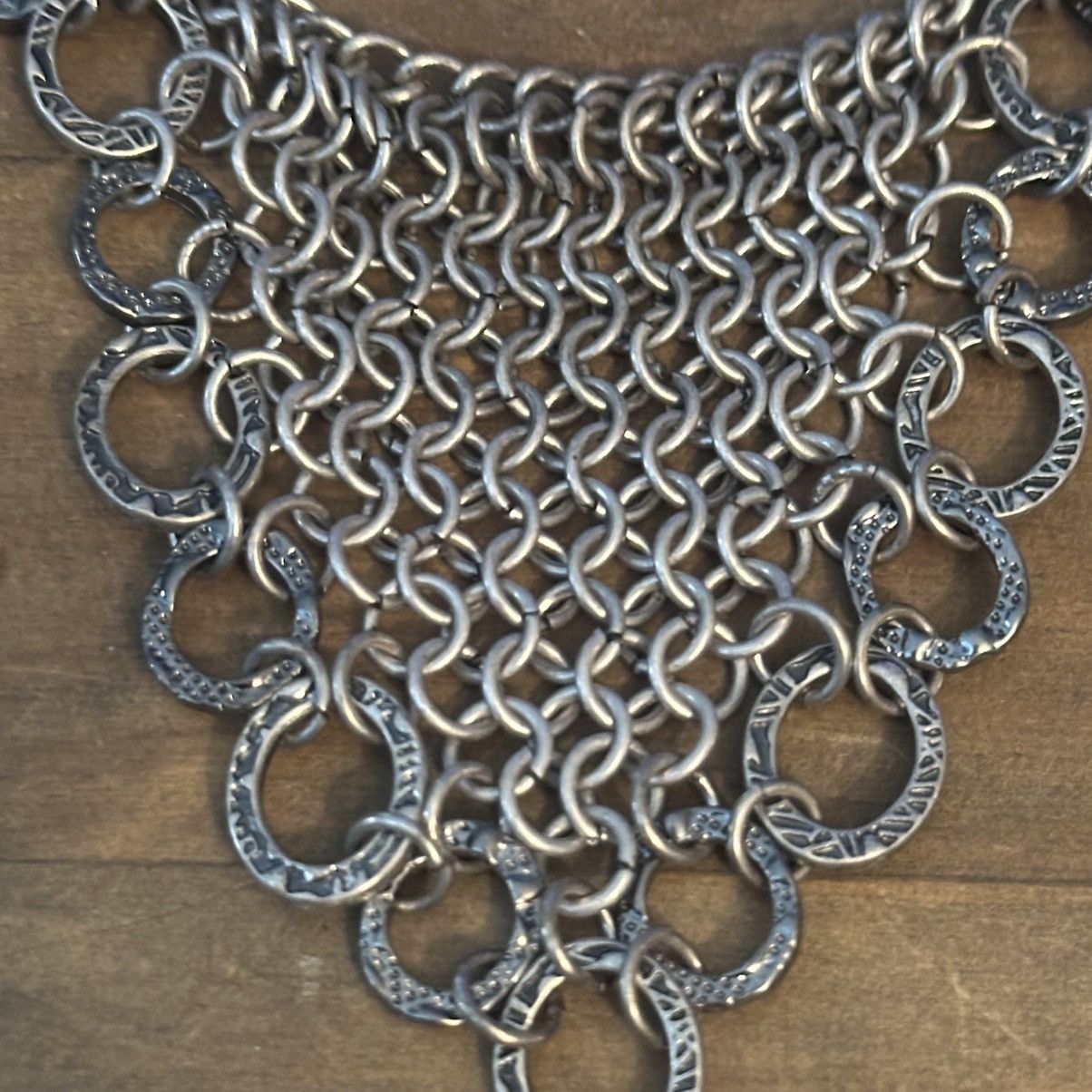 Other Silver tone circle links pointed bib chain necklace Size ONE SIZE - 3 Thumbnail