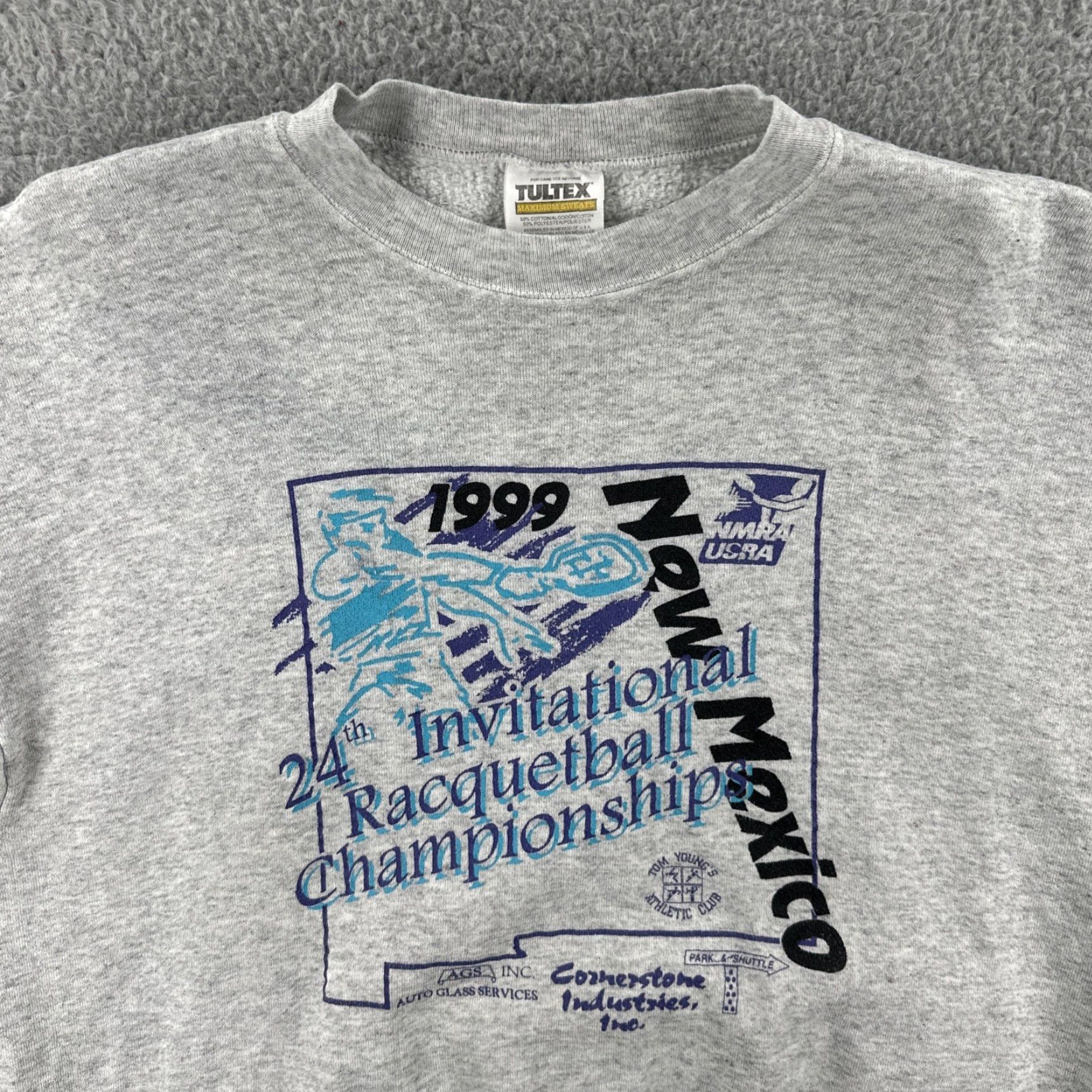 Tultex VINTAGE Tultex Sweatshirt Mens XL Crewneck 1999 New Mexico Racquetball Championship Gray Pullover Heavyweight 90s USA Sports Mens Size US XL / EU 56 / 4 - 5 Thumbnail