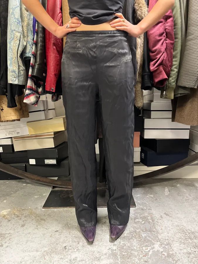 Giorgio Armani 2000s Giorgio Armani Black Satined Light Pants Size 26" / US 2 / IT 38 - 4 Thumbnail