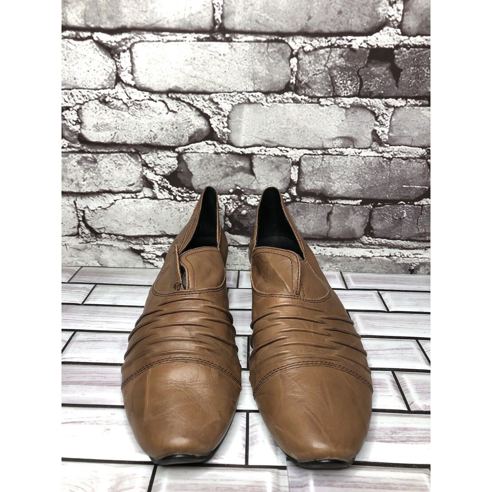 JOSEF SEIBAL Josef Seibel Brown Leather Slip On Heel Booties Shoes Women’ Size US 9 / IT 39 - 2 Thumbnail