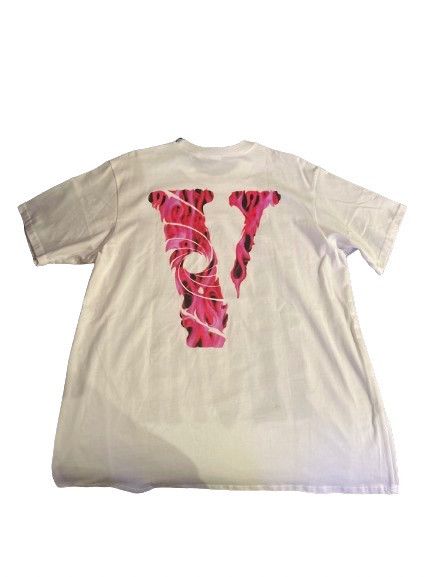 image of Vlone “Miami Vice” Pink/blue Tee in White, Men's (Size Large)