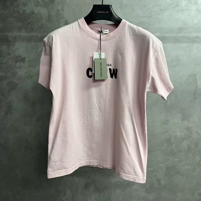 Balenciaga Balenciaga Pink Crew Letter Print T-Shirt - dmc Size US M / EU 48-50 / 2 - 1 Thumbnail