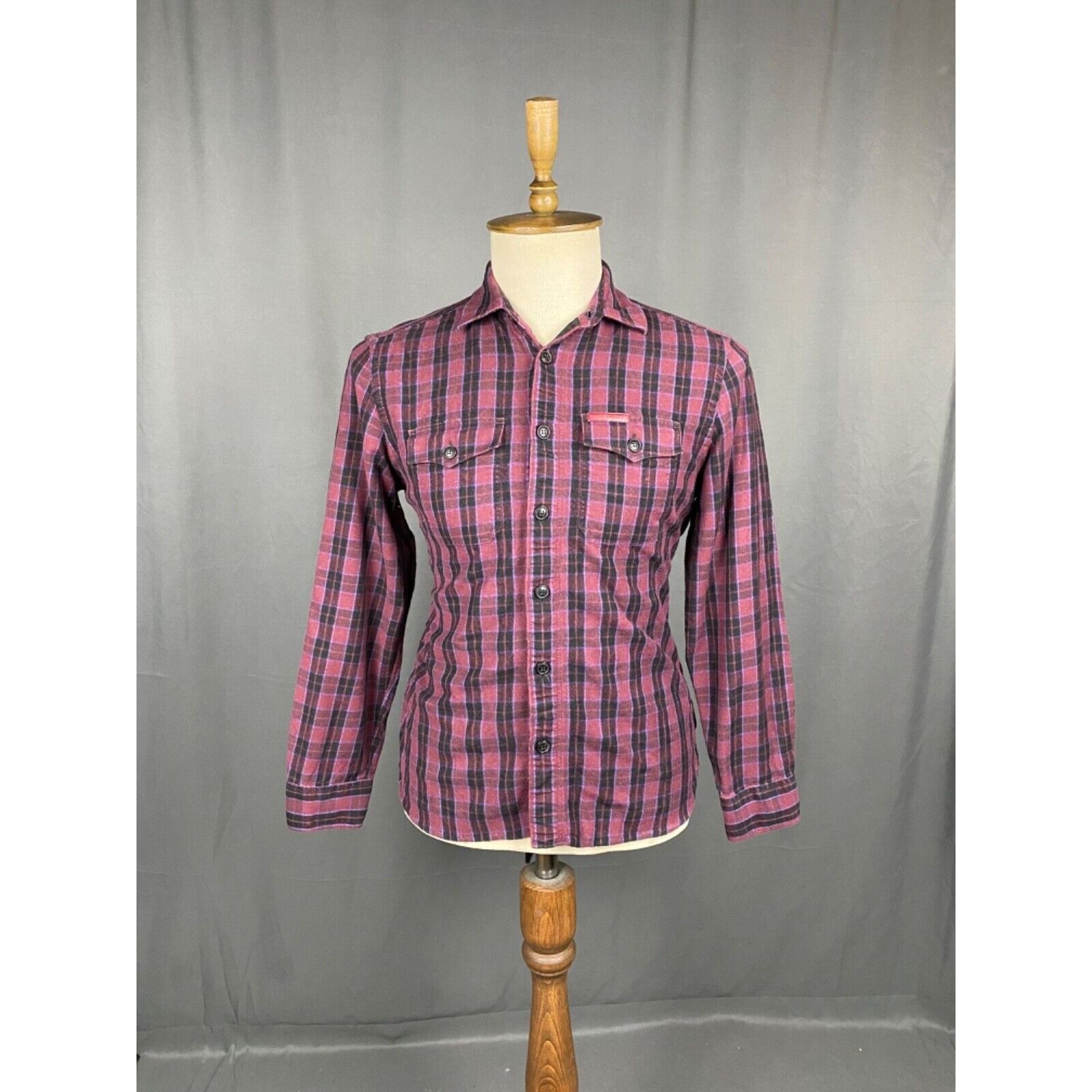 Burberry Burberry Men's Purple Checked Wool Linen Shirt Size S Size US L / EU 52-54 / 3 - 3 Thumbnail
