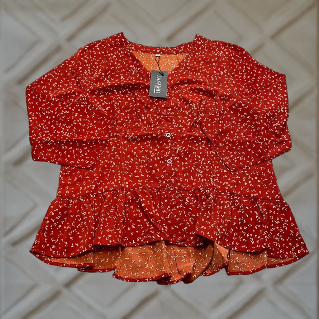 Vintage VINTAGE Tasamo Blouse Top Womens 2XL Orange Floral Button Up Long Sleeve Shirt New NWT Size XXL / US 16-18 / IT 52-54 - 1 Thumbnail