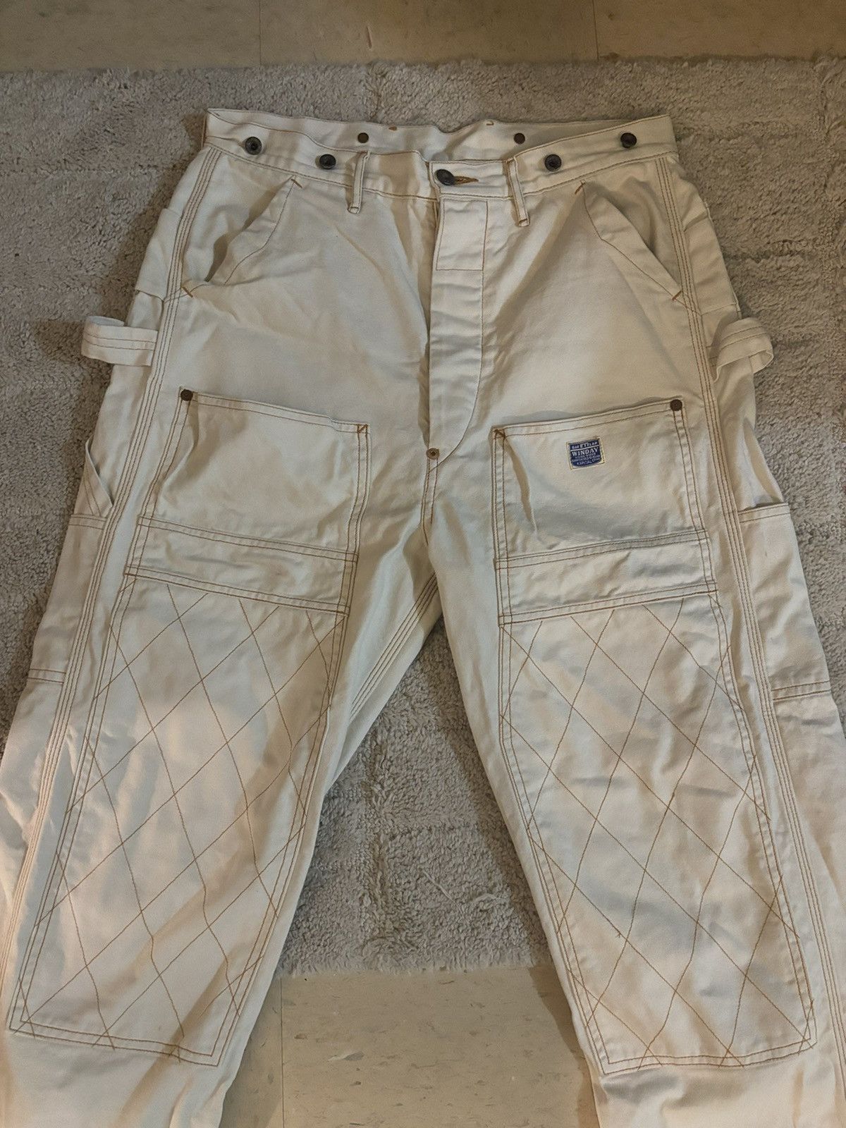 Kapital KAPITAL Lumber Tapered Embroidered Canvas Trousers white Size US 30 / EU 46 - 4 Thumbnail