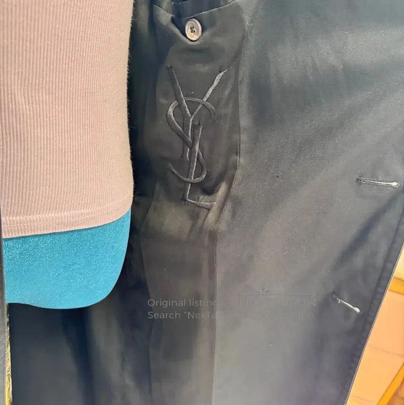 Yves Saint Laurent YSL Black Long Coat for Women . Size L / US 10 / IT 46 - 2 Thumbnail