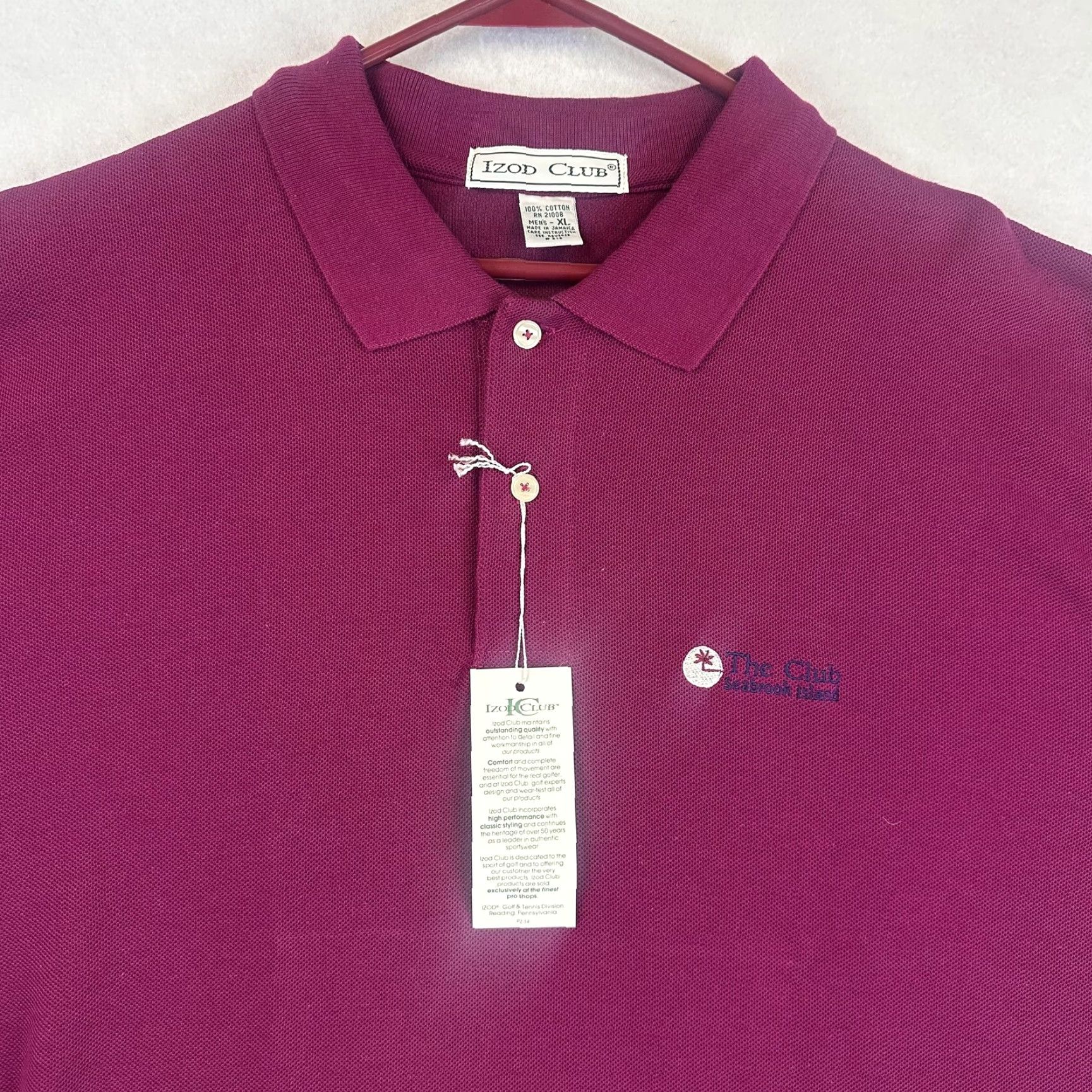 Izod VINTAGE Izod Club Polo Shirt Mens XL Burgundy The Club Seabrook Island Embroidered Golf Size US XL / EU 56 / 4 - 3 Thumbnail