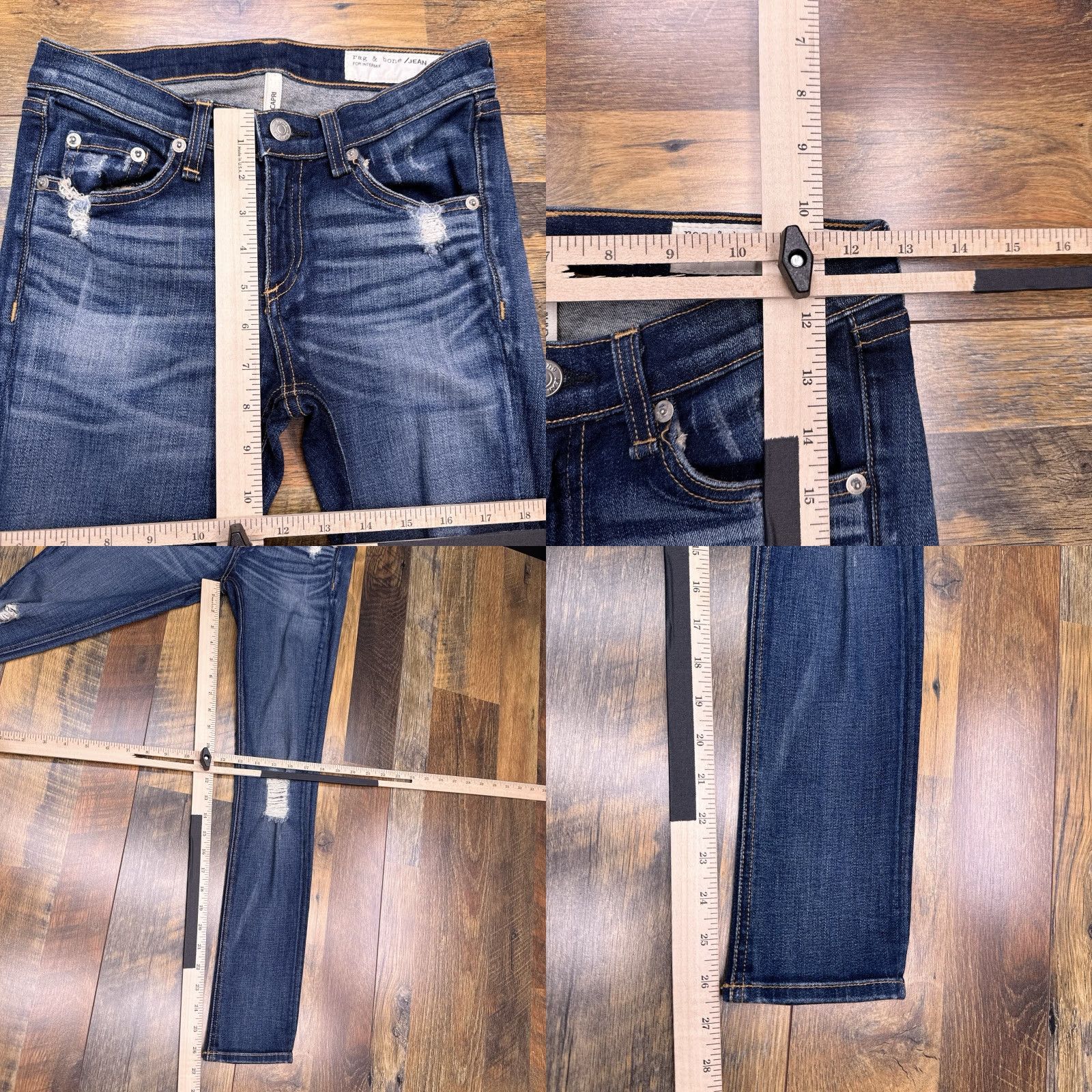 Rag & Bone Rag & Bone Capri Jeans Womens 25 Distressed Stretch Slim Blue Denim 5-Pocket City USA 26.5in Inseam Vintage No Size 42" / US 20 - 8 Thumbnail