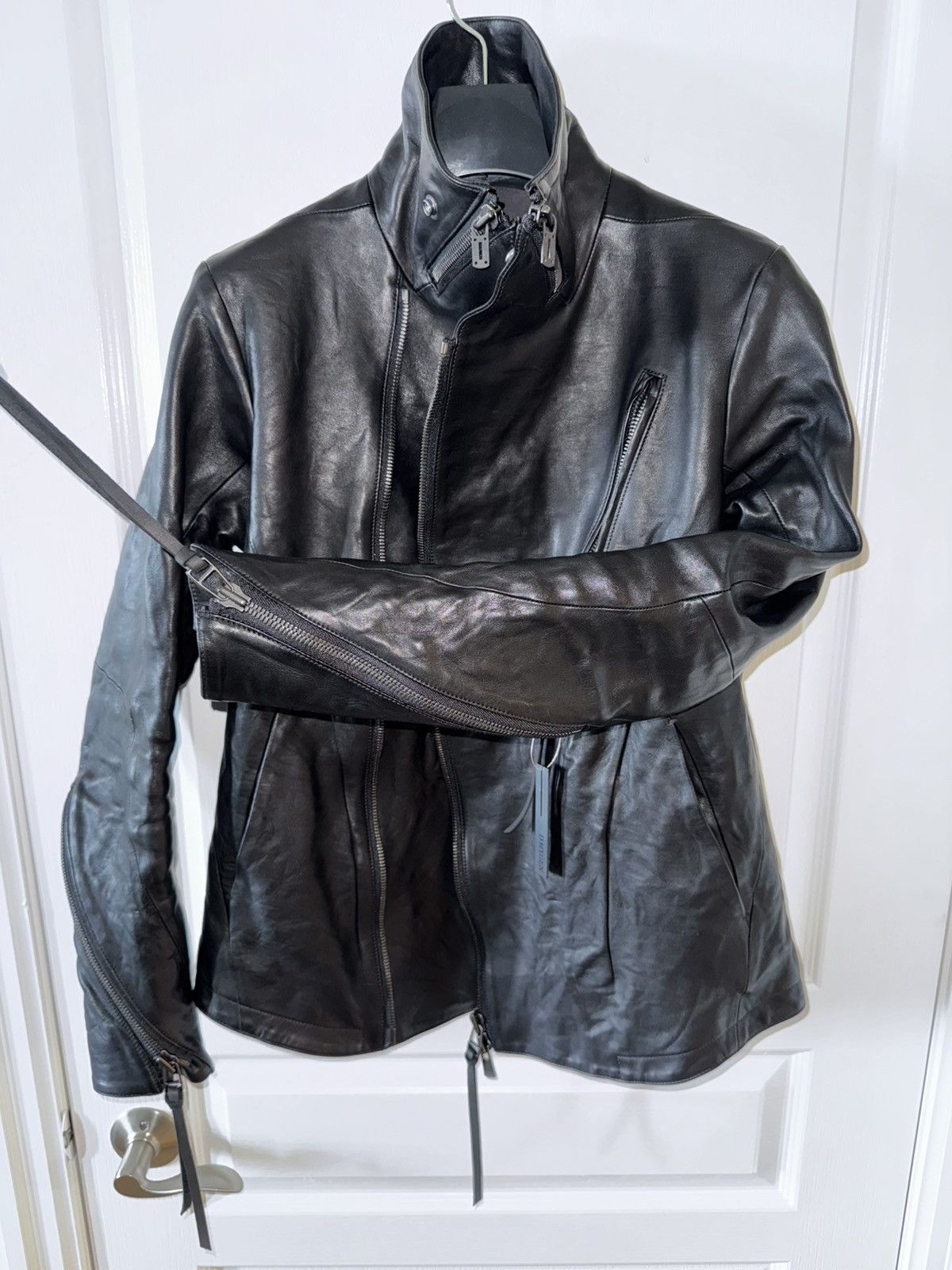 D.Hygen D.HYGEN Horse Leather High Neck Jacket (Black) Size US S / EU 44-46 / 1 - 4 Thumbnail