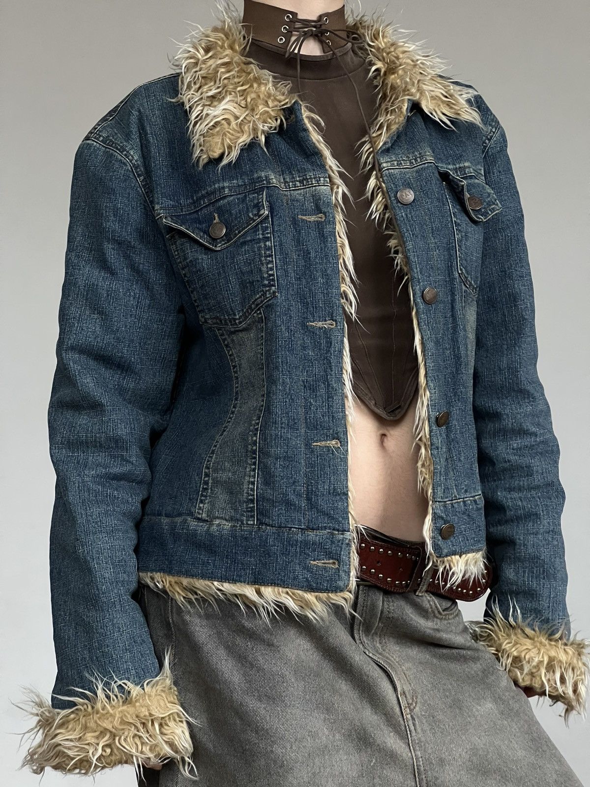Vintage VINTAGE FAUX FUR DENIM JACKET AFGHAN COAT MINI PENNY LANE Size M / US 6-8 / IT 42-44 - 3 Thumbnail