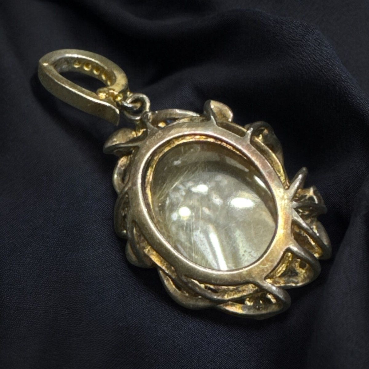 Jewelry VINTAGE GOLDEN RUTILE QUARTZ 925 SILVER PENDANT NECKLACE Size ONE SIZE - 2 Thumbnail