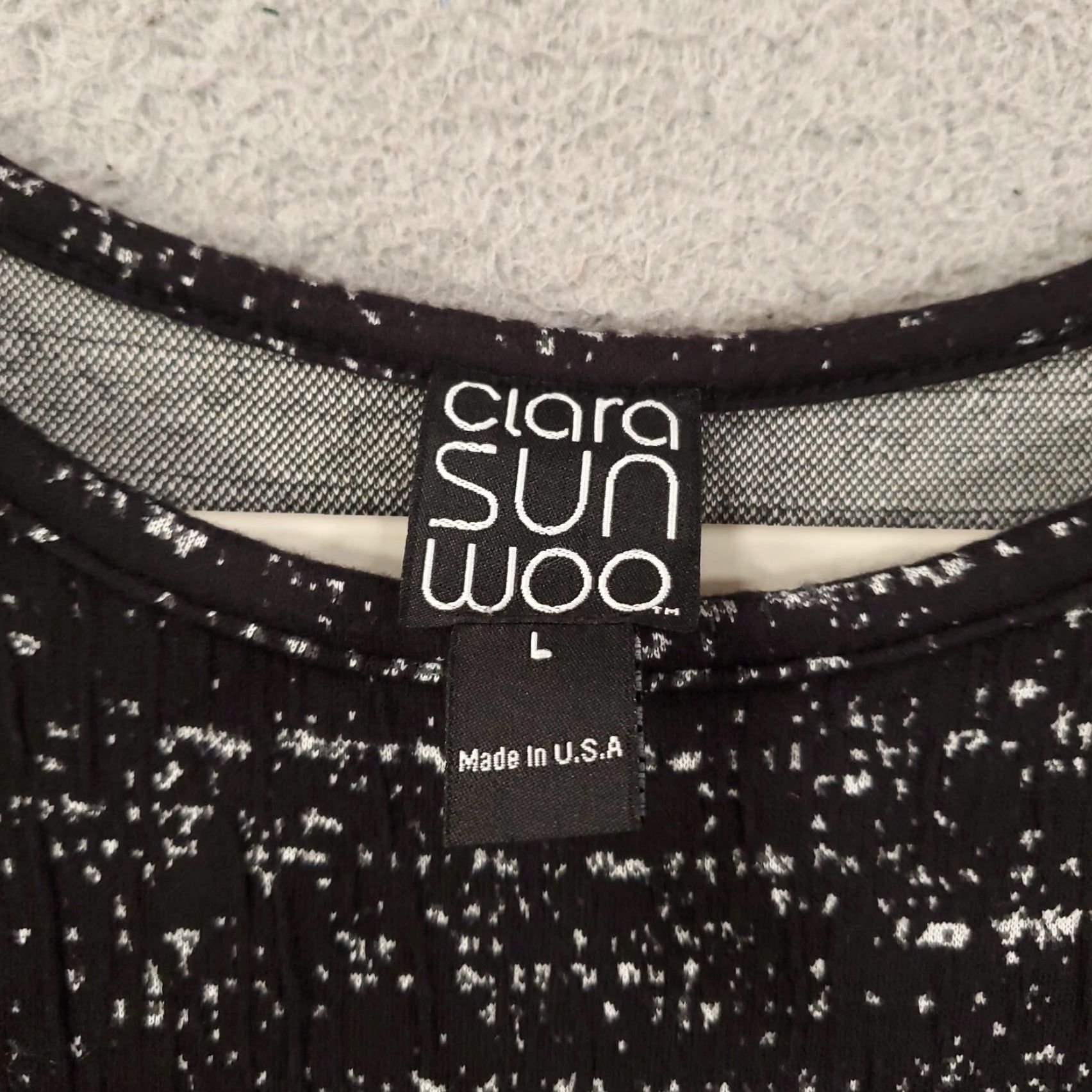 Vintage Clara Sun Woo Tunic Top Womens L Black Speckled Textured 3/4 Sleeve Round Neck Pullover Knit Blouse Dressy Casual Modern Vintage No Size L / US 10 / IT 46 - 5 Thumbnail