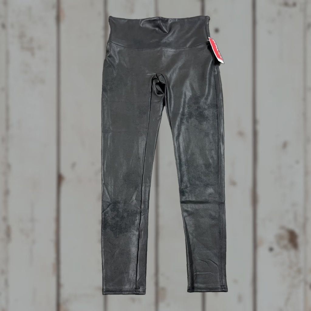 Spanx Spanx Leggings Women L Black Faux Leather Mid Rise Stretch 2437Q 26x24 Inseam 24 in Ankle Jeans? Size 36" / US 14 / IT 50 - 1 Thumbnail