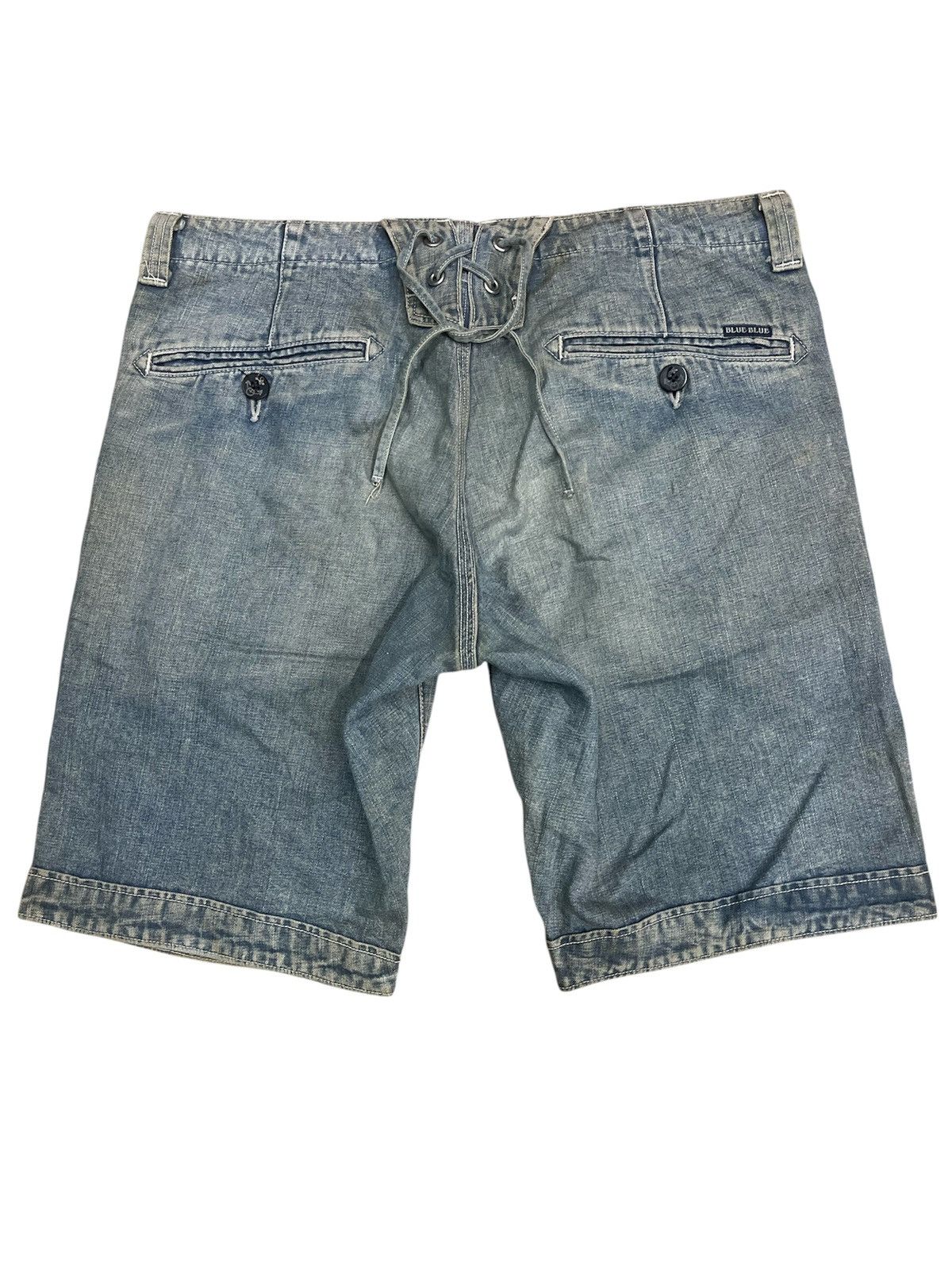 Blue Blue Japan BLUE BLUE JAPAN Lace-Up Back Anchor Button Indigo Shorts Size US 31 - 1 Thumbnail