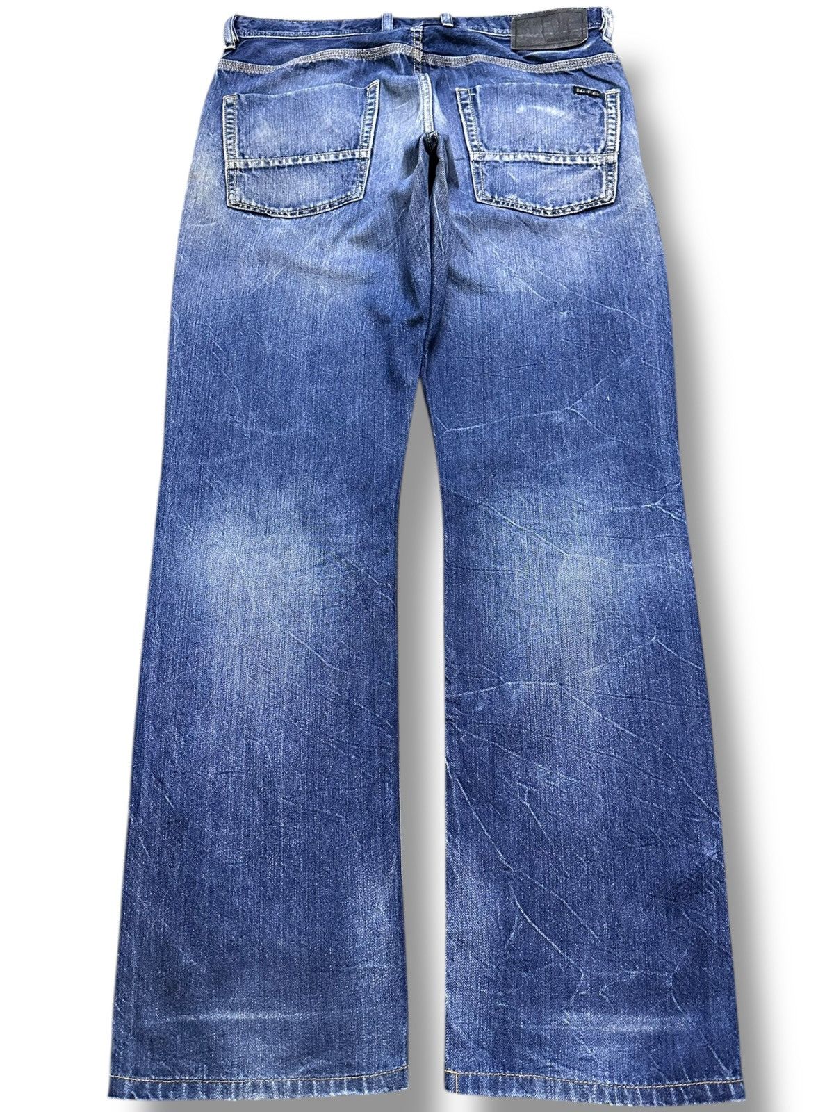 Japanese Brand Vintage Back Number Faded Whiskers Honeycomb Denim Size US 32 / EU 48 - 5 Thumbnail