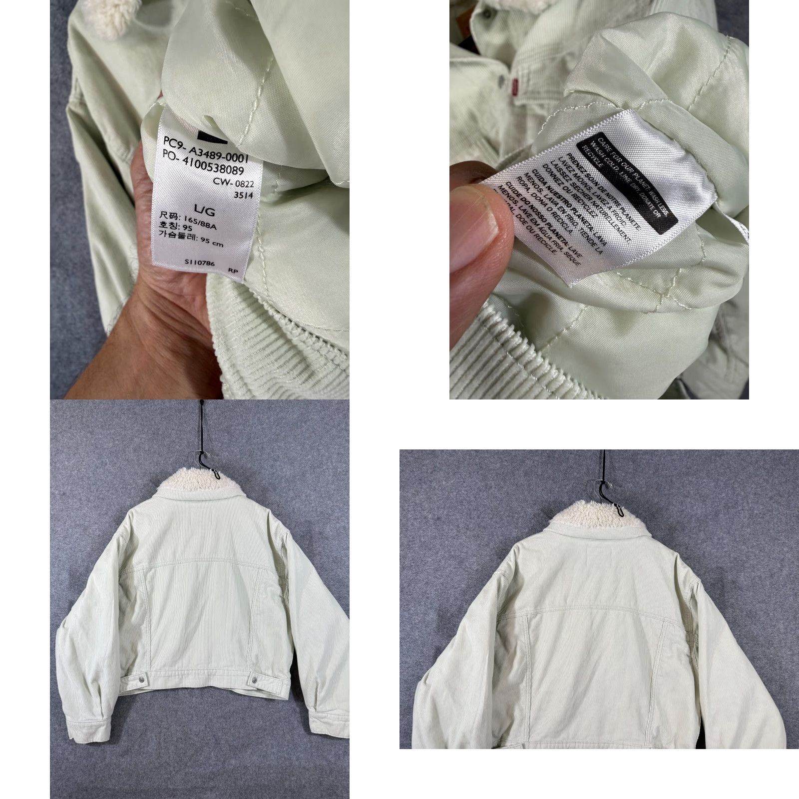 Levi's Levi’s Trucker Jacket Womens L Green Corduroy Quilted Sherpa Collar Button Front Pockets Jacket Size L / US 10 / IT 46 - 8 Thumbnail