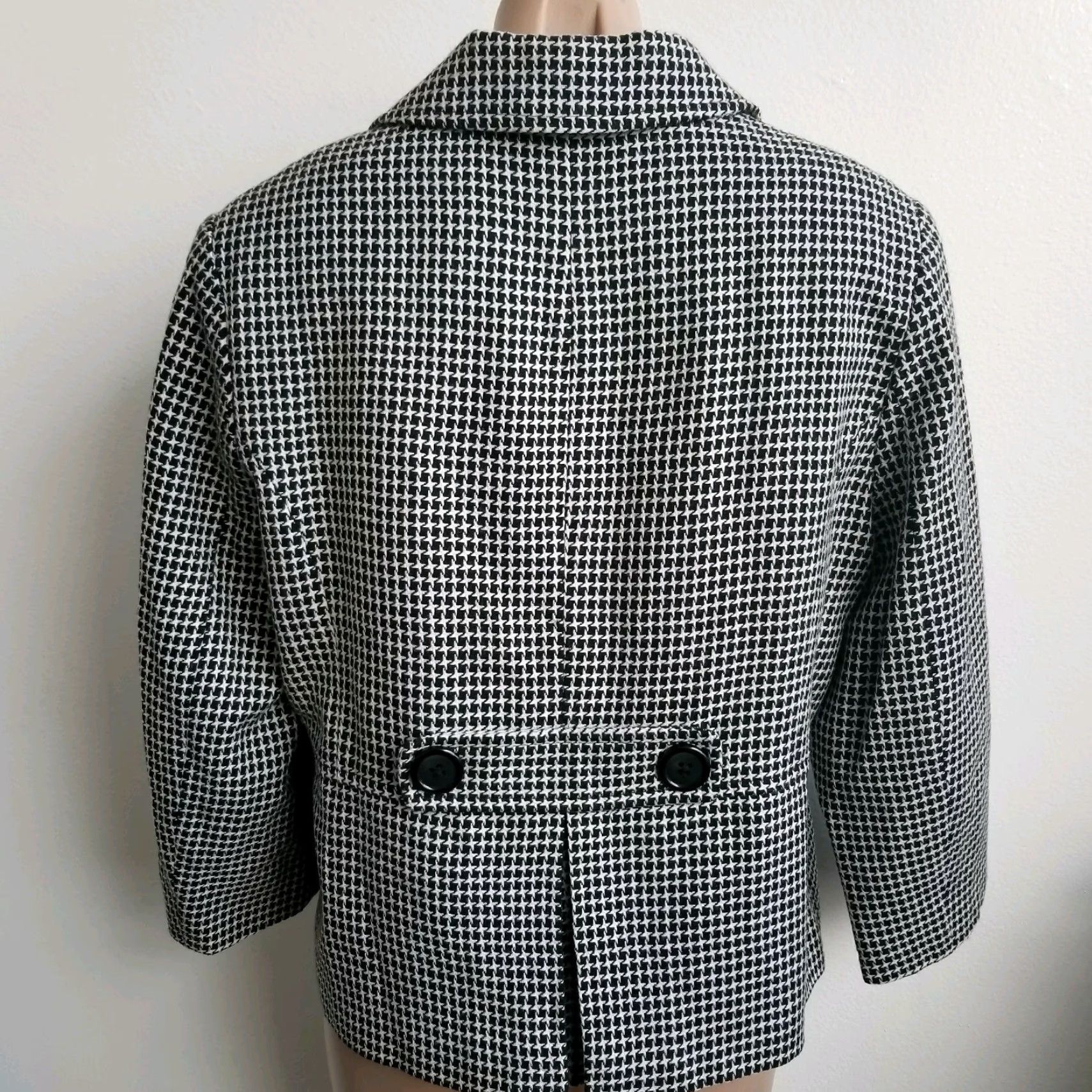 Vintage Briggs New York Women's Houndstooth Blazer Jacket 3/4 Sleeve Black and White 14 Work Shirt Size XL / US 12-14 / IT 48-50 - 4 Thumbnail