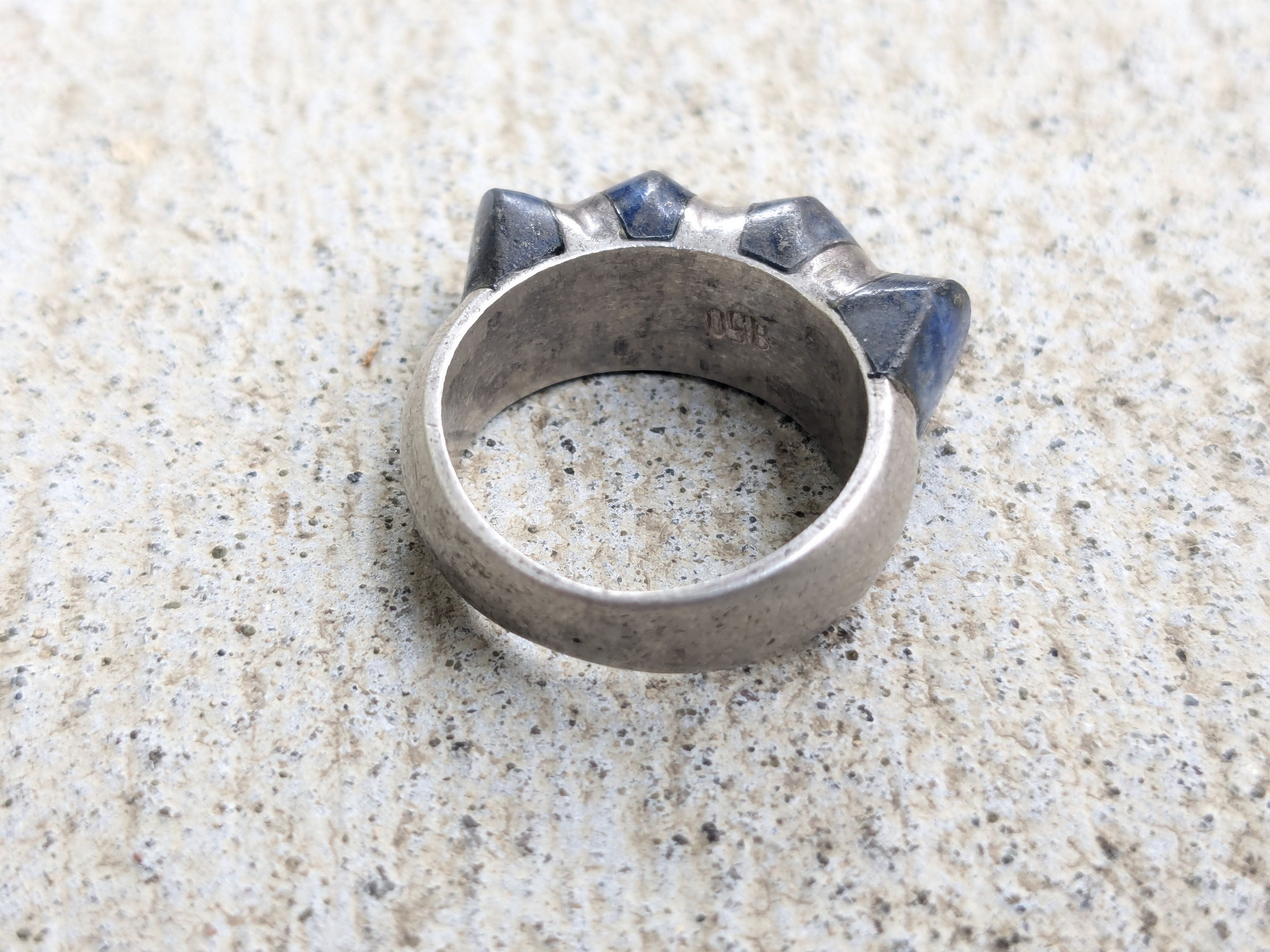 Jewelry Sterling Silver Ring 6.25 Lapis Lazuli Modern Avant Garde Size ONE SIZE - 8 Thumbnail