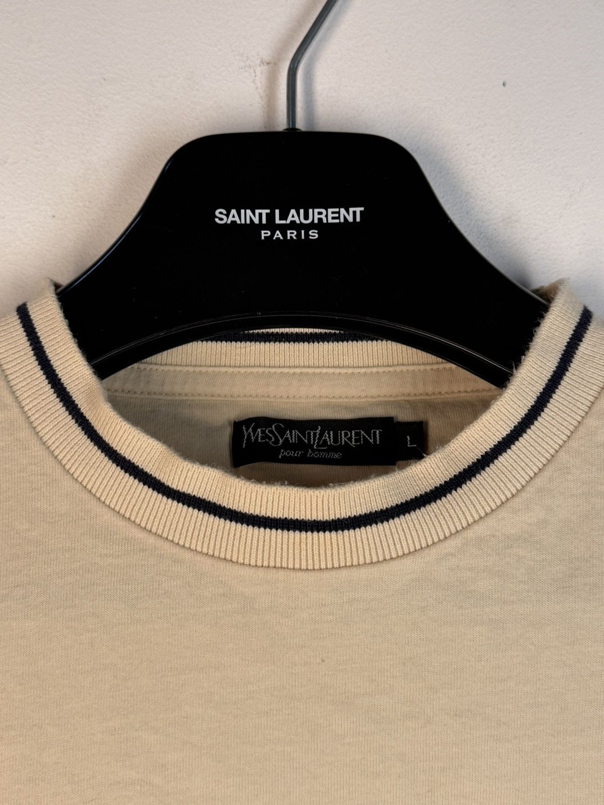 Yves Saint Laurent 90s YSL T-Shirt Beige Size US L / EU 52-54 / 3 - 4 Thumbnail