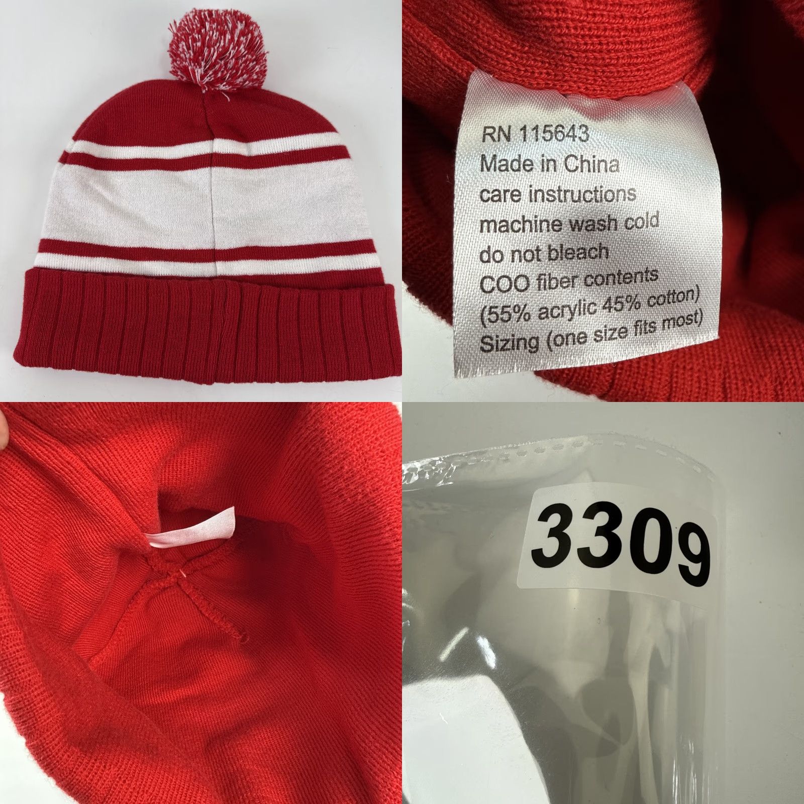 Brooks Brooks Cross Country Running Pom Knit Beanie Hat Unisex Red White Logo Cuffed Size ONE SIZE - 8 Thumbnail