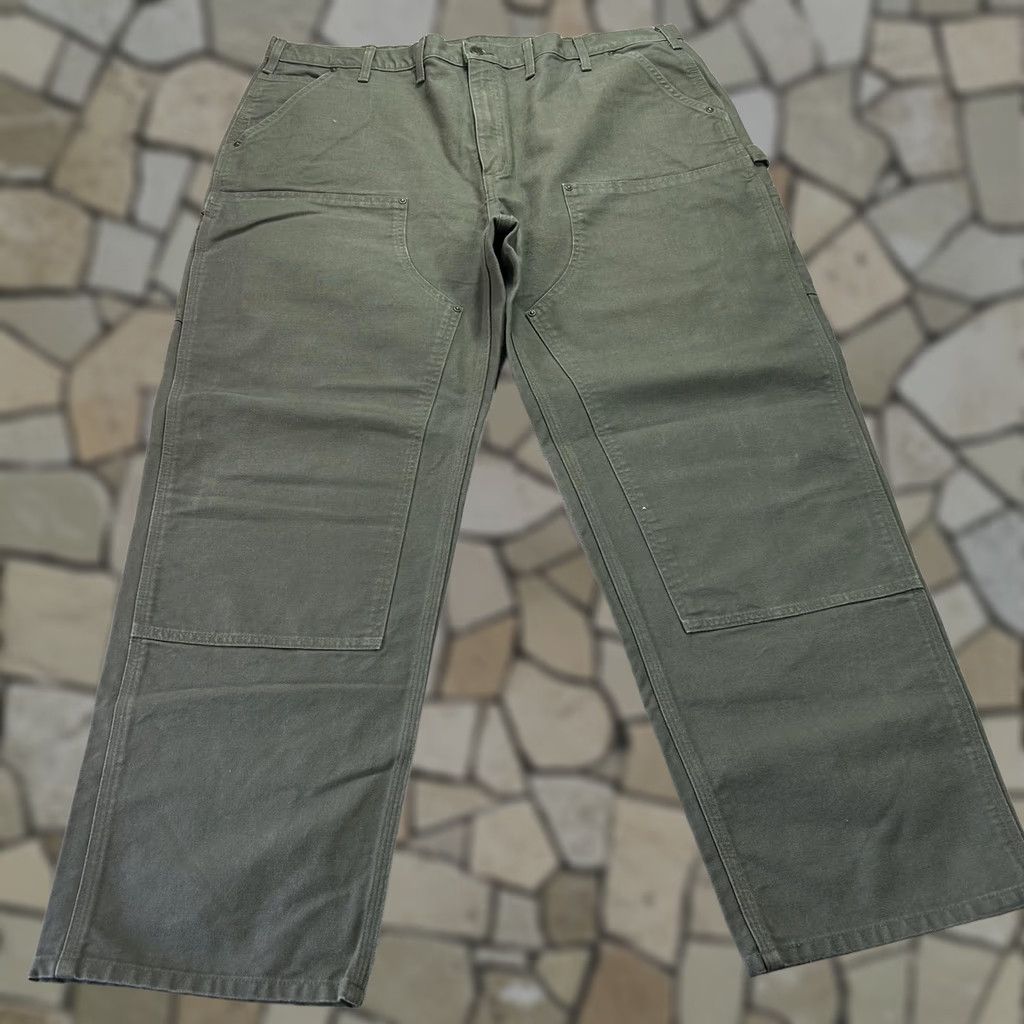 Carhartt VINTAGE Carhartt Original Dungaree Fit Carpenter Pants Mens 44x32 Green Canvas Straight Leg Casual Workwear MOS B136 Size US 44 / EU 60 - 1 Thumbnail