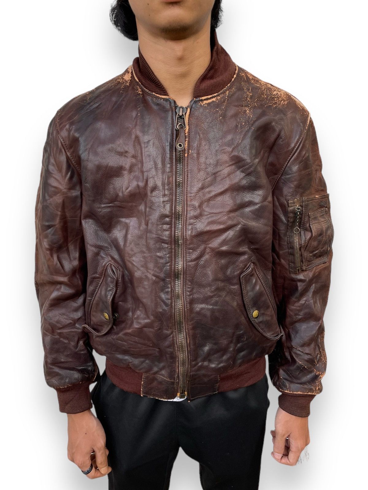 🔥Vintage Golden Bear Genuine Leather Flight Bomber Jacket