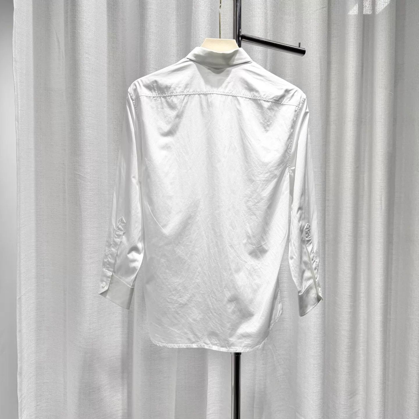 Celine Celine New White LS Shirt Embroidered Logo Shell Buttons 39 Size US M / EU 48-50 / 2 - 2 Thumbnail