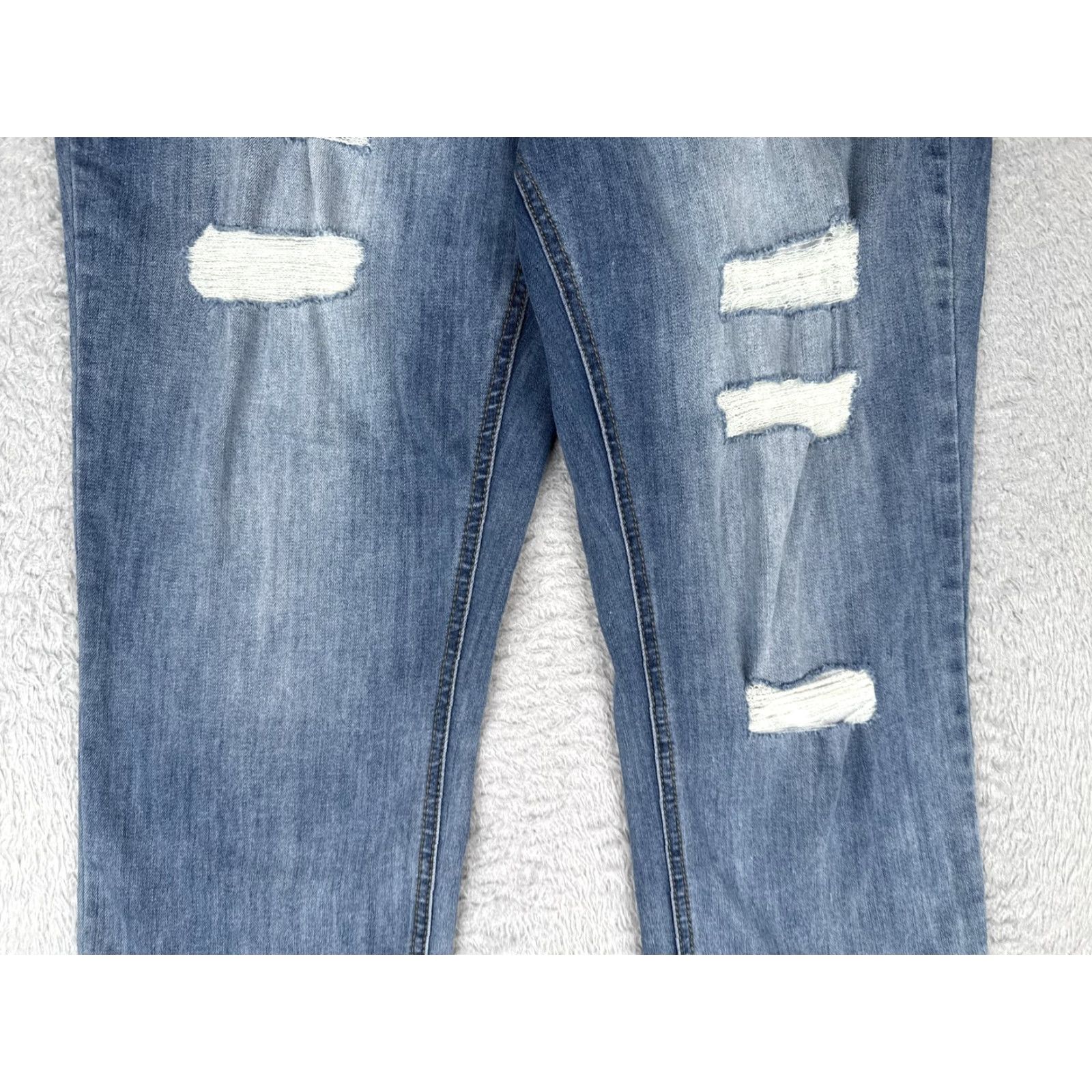 Denime C EST. 1946 Jeans Women 12 Blue Distressed Button Fly Stretch Straight Leg Denim Jeans Size 34" / US 12 / IT 48 - 3 Thumbnail
