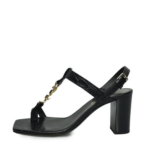 image of Saint Laurent Paris O1S1Wg110424 Cassandra Leather Sandals In Black, Women's (Size 7)