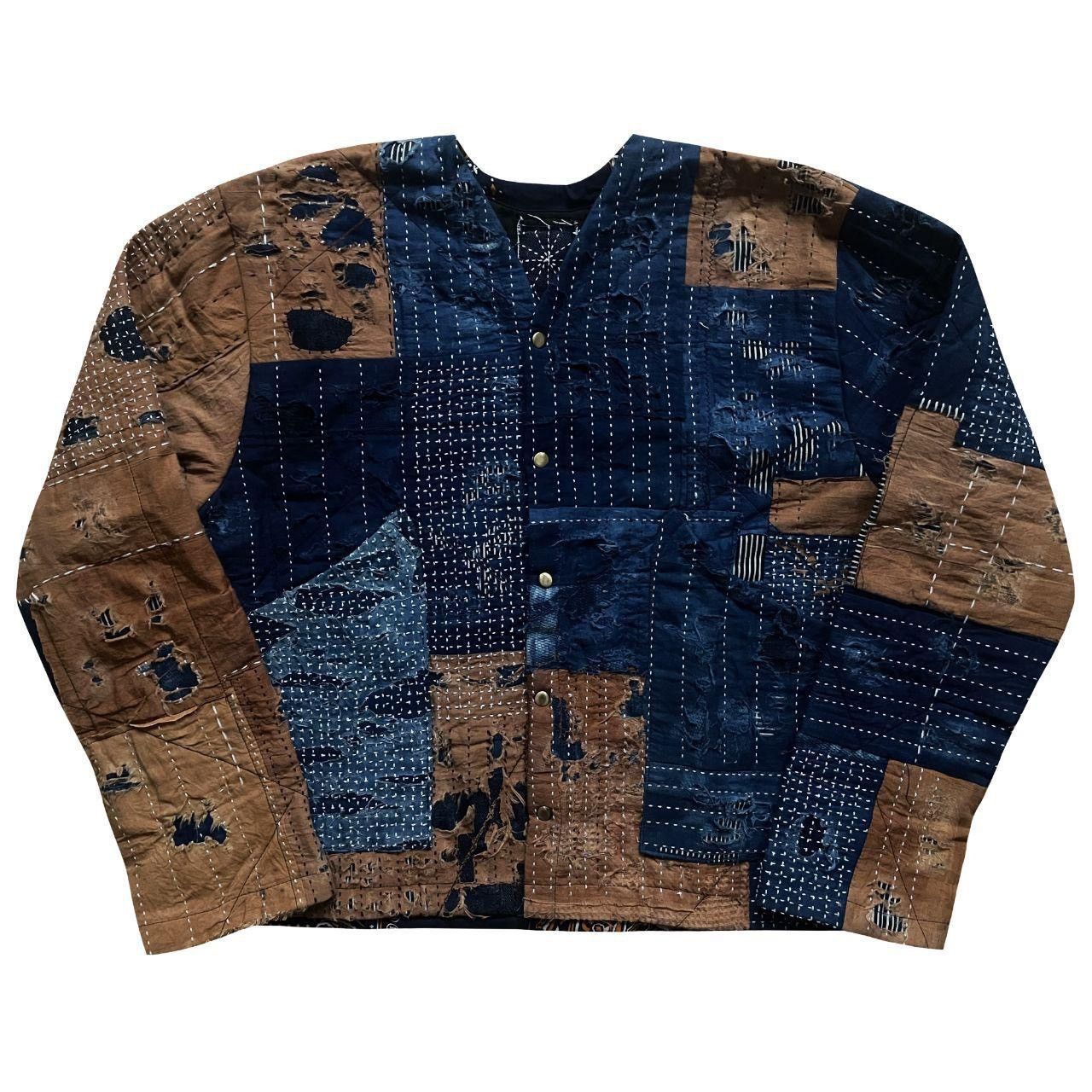 Kapital Indigo Collarless Boro Sashiko Denim Jacket Size US M / EU 48-50 / 2 - 1 Thumbnail
