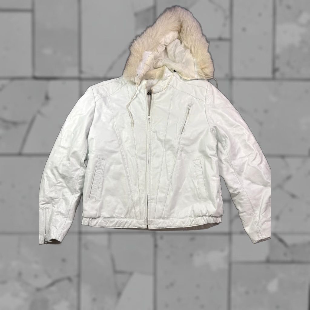 VINTAGE Wilsons Suede & Leather Jacket Mens 46 White Hooded Bomber Ski Style 4815