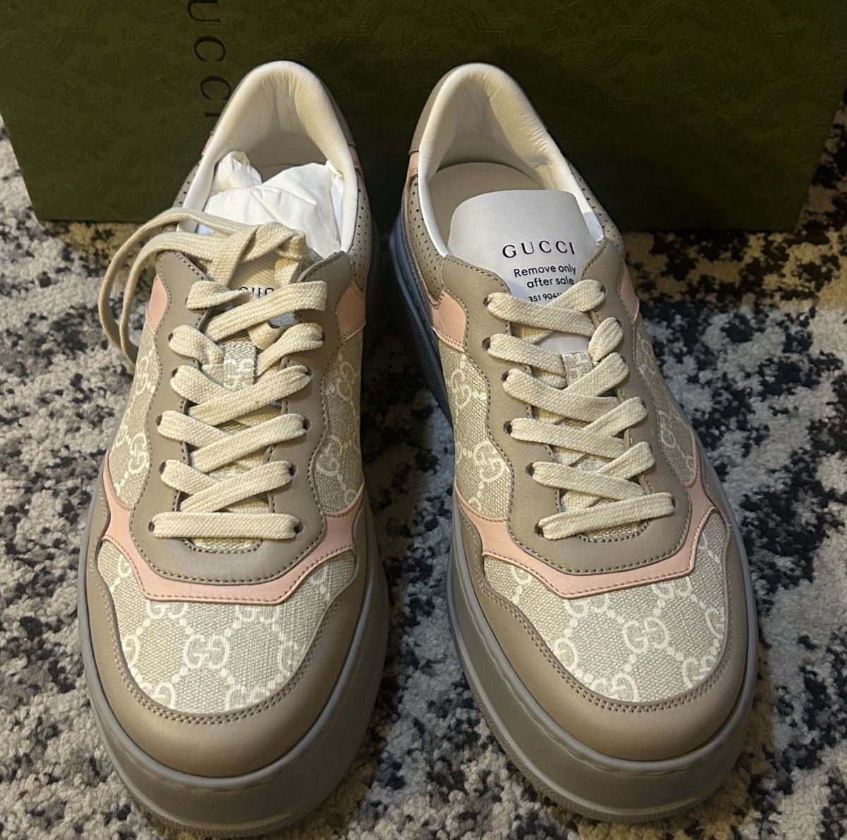 Gucci Gucci GG Logo Sneaker Oatmeal Light Pink Sneaker Size US 11.5 / IT 41.5 - 3 Thumbnail